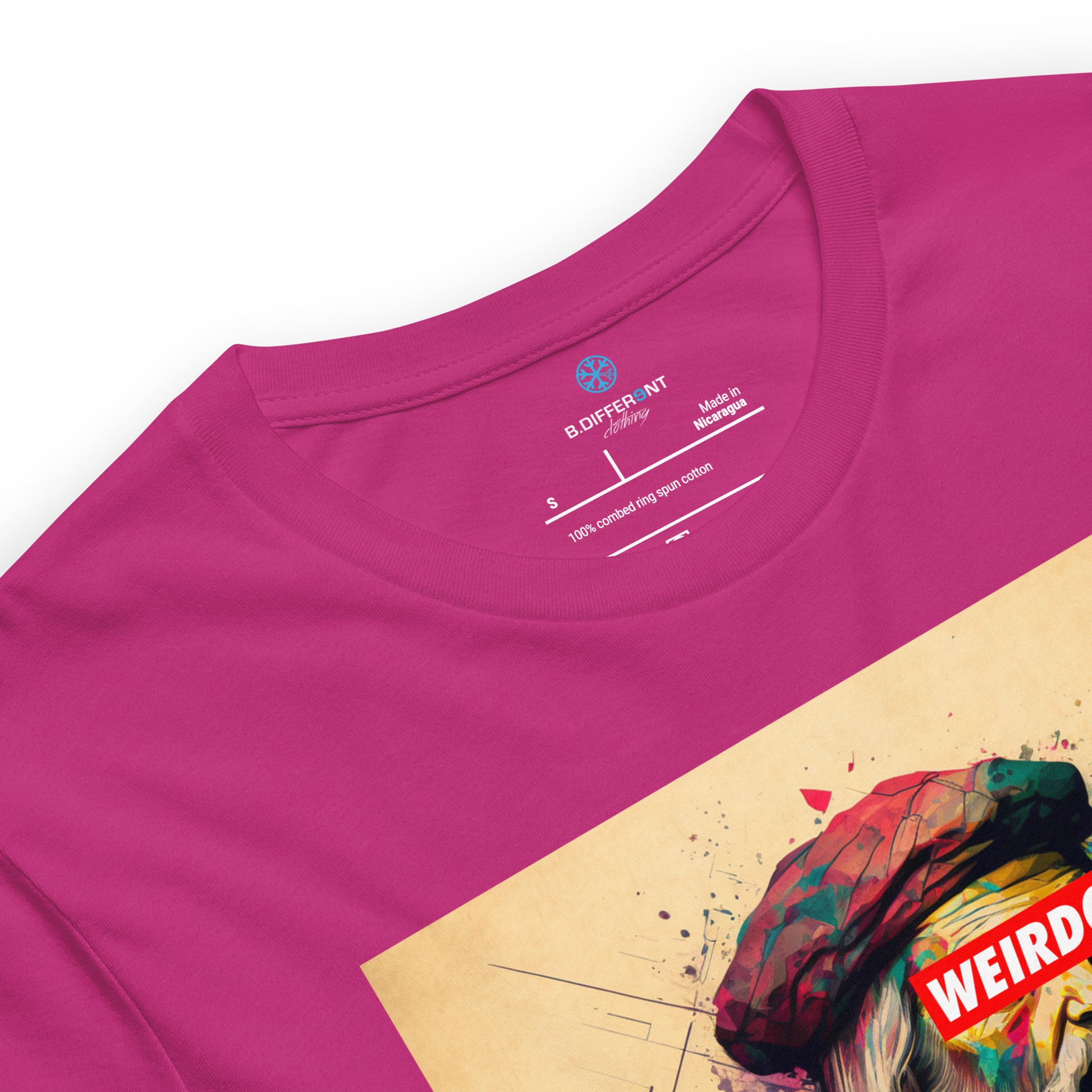 Berry-Leonardo da Vinci Tee from B.Different Clothing, collar, graffiti-inspired streetwear t-shirt
