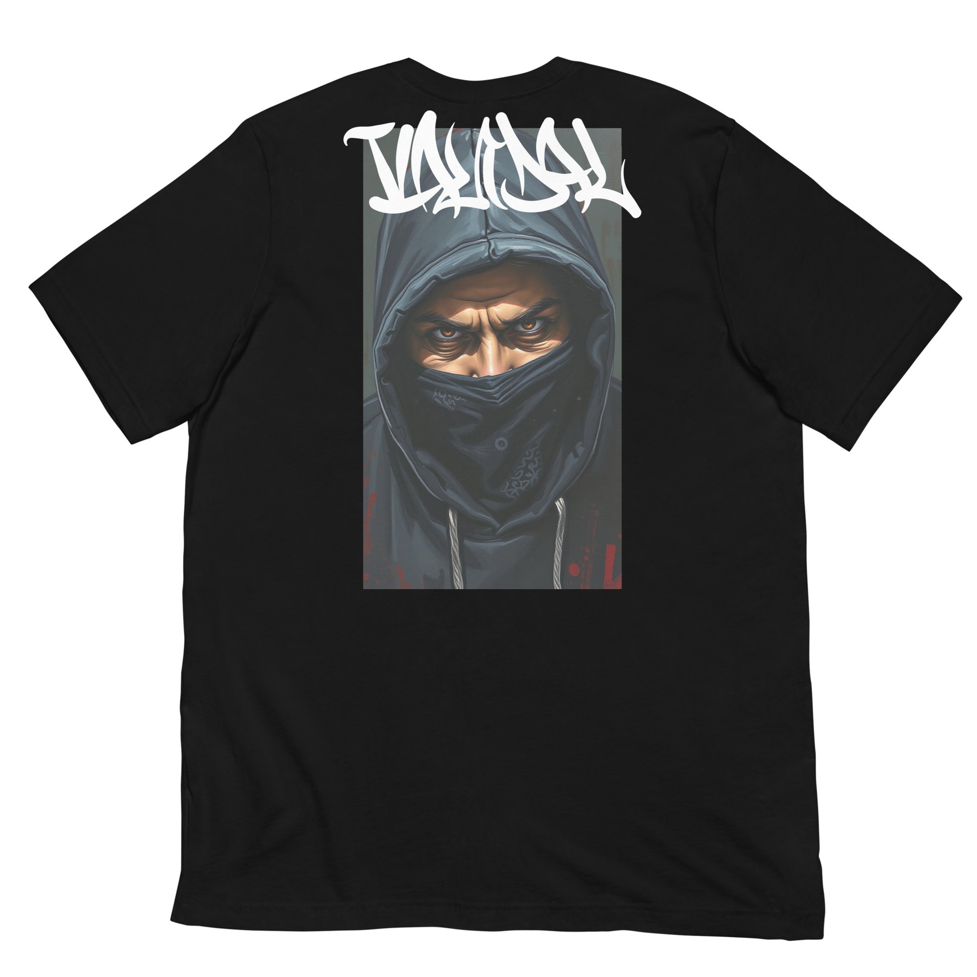 Black-Vandal Graffiti Writer Tee from B.Different Clothing, back view, graffiti-inspired streetwear t-shirt