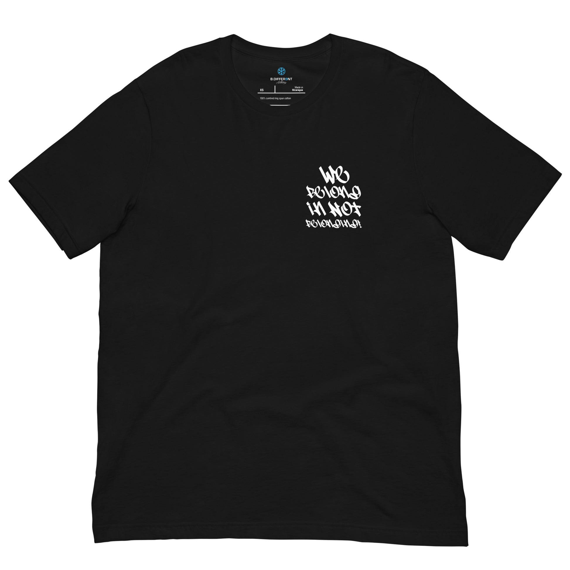 Black-Family Graffiti Handstyle Tee from B.Different Clothing, front view, graffiti-inspired streetwear t-shirt