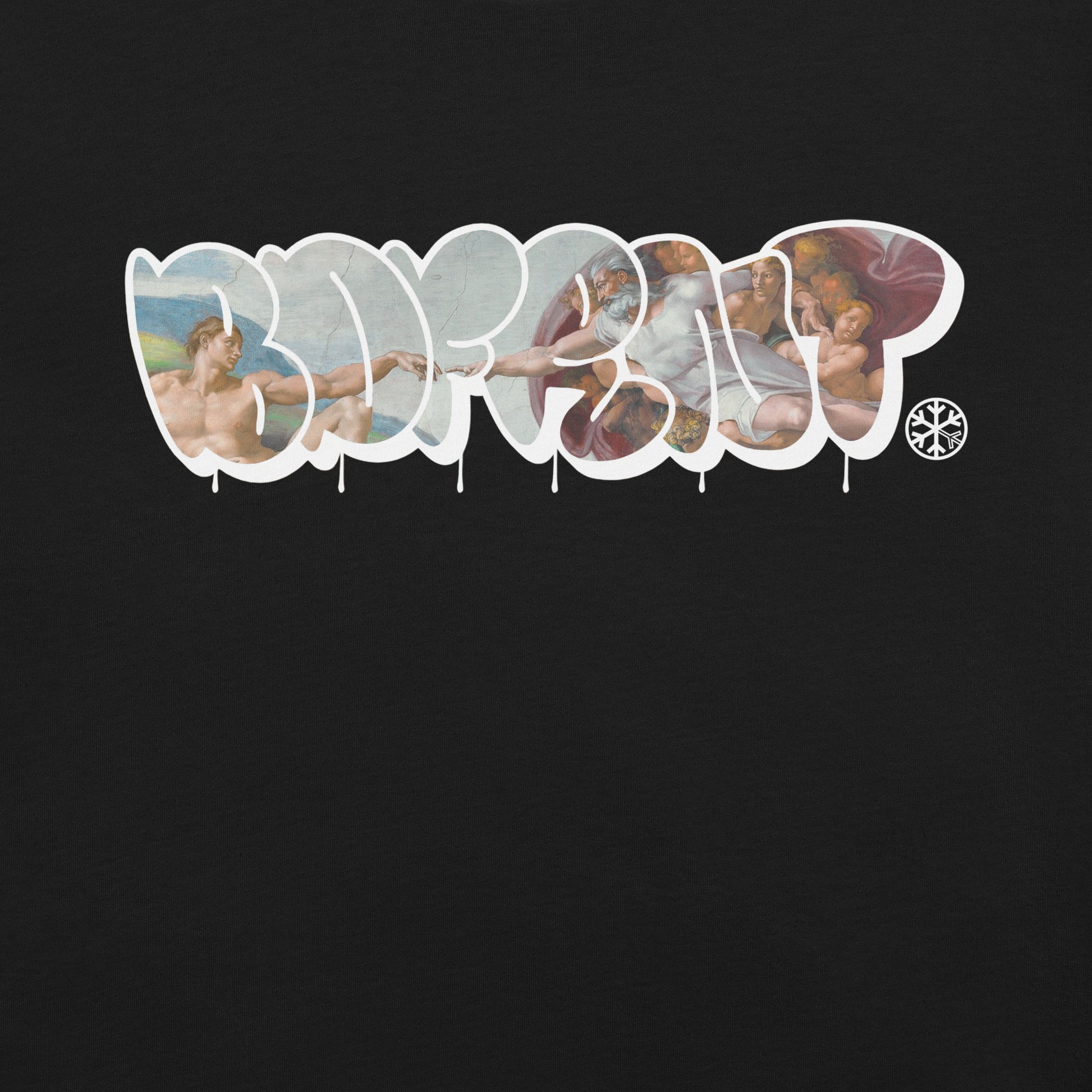 Black-BDFRNT Throwie x Creation of Adam Graffiti Tee from B.Different Clothing, graphic, graffiti-inspired streetwear t-shirt