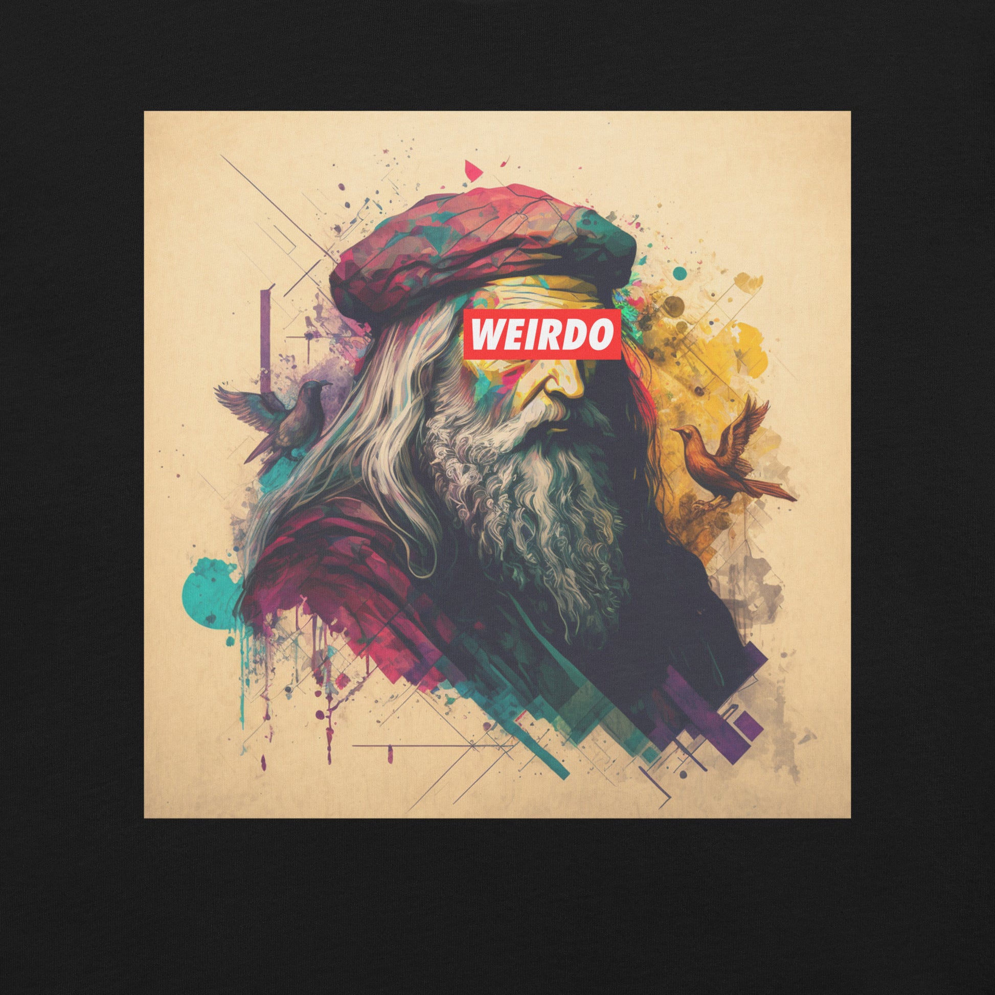 Black-Leonardo da Vinci Tee from B.Different Clothing, graphic, graffiti-inspired streetwear t-shirt