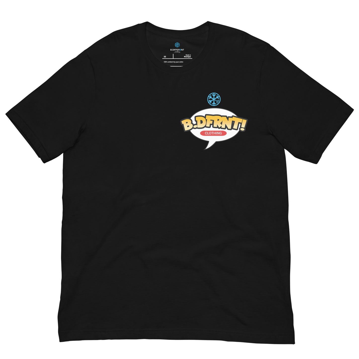 Black-Graffiti Artist Vinyl Figure Tee from B.Different Clothing, front view, graffiti-inspired streetwear t-shirt