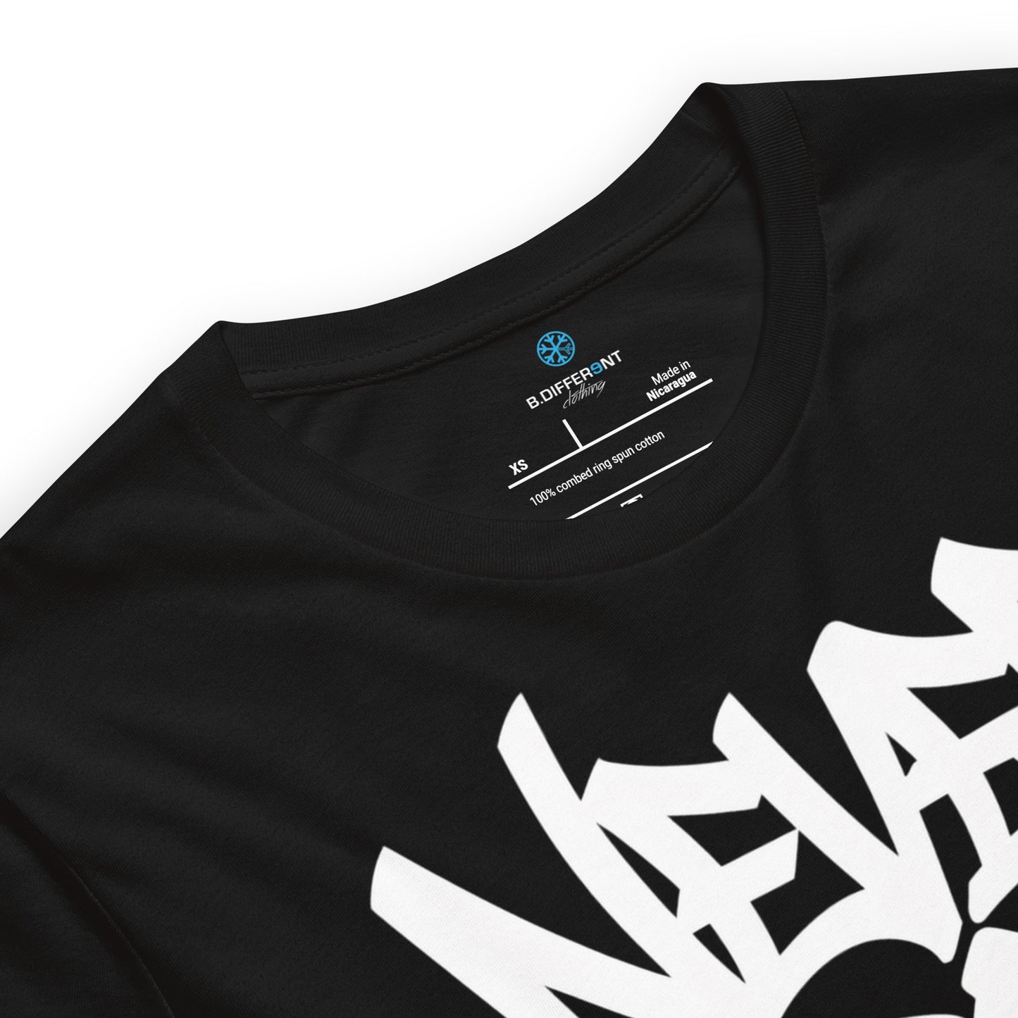 Black-Never Grow Up Graffiti Tee from B.Different Clothing, collar, graffiti-inspired streetwear t-shirt