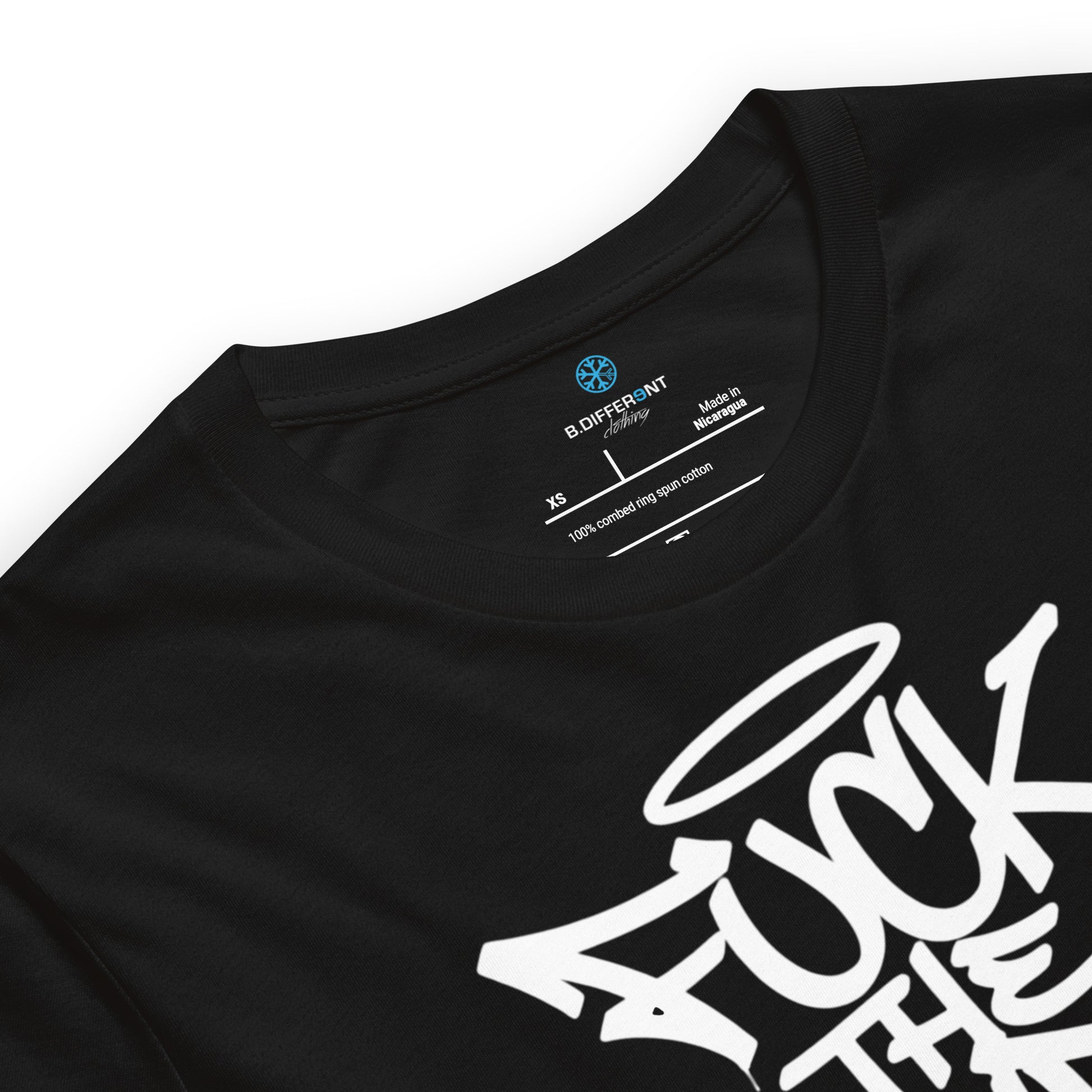 Black-Fuck The Vandal Squad Graffiti Tee from B.Different Clothing, collar, graffiti-inspired streetwear t-shirt