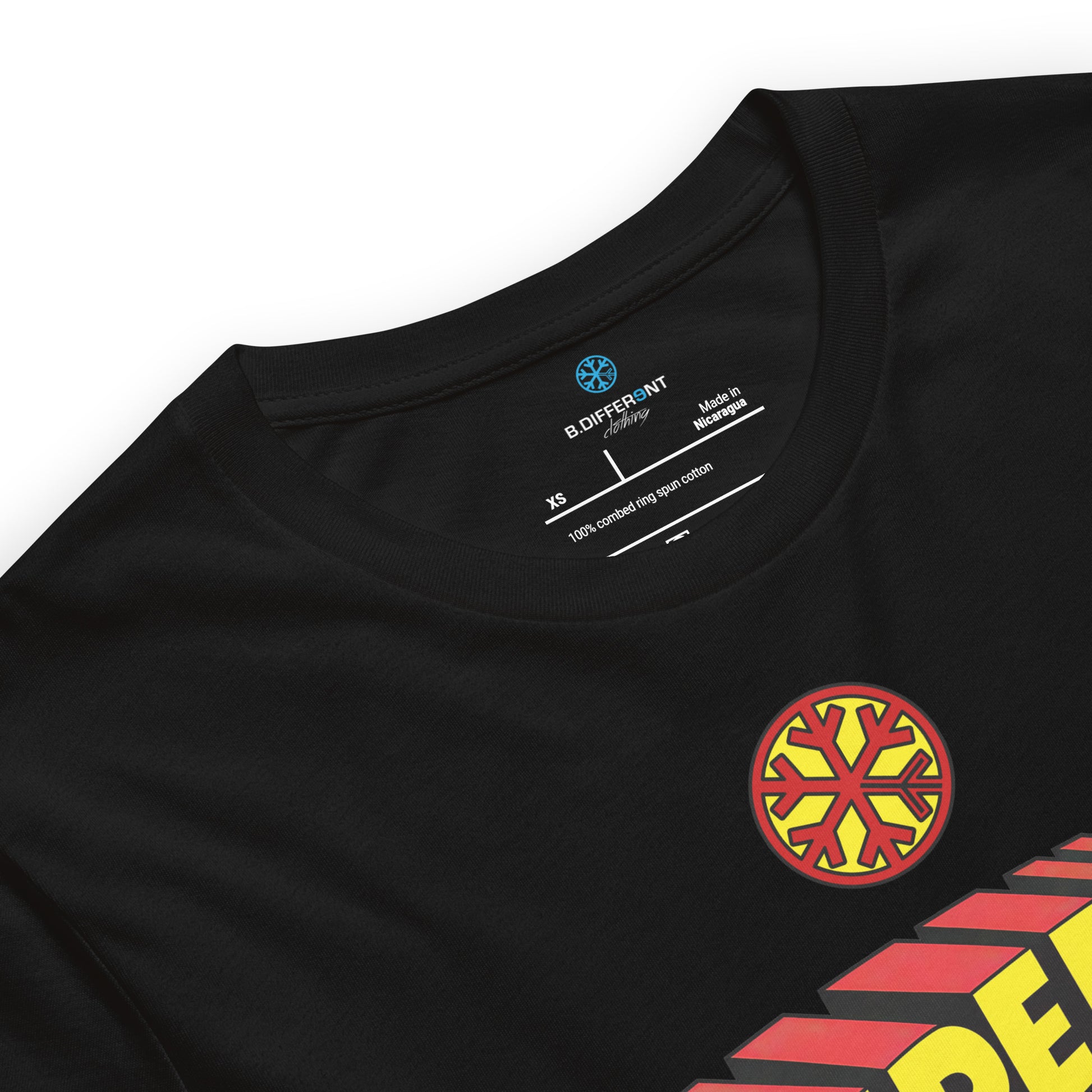 Black-Superweird Tee from B.Different Clothing, collar, graffiti-inspired streetwear t-shirt