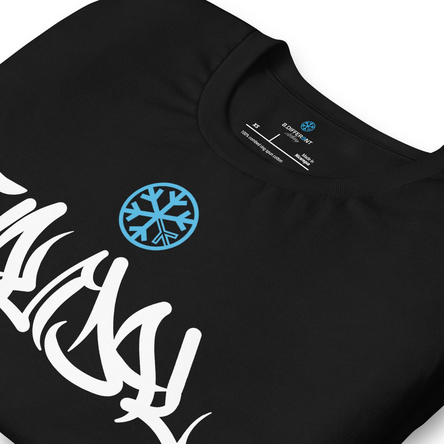 Black-Vandal Graffiti Tag Tee from B.Different Clothing, detail, graffiti-inspired streetwear t-shirt