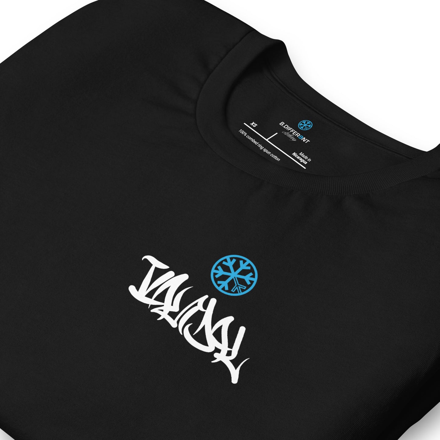 Black-Vandal Graffiti Writer Tee from B.Different Clothing, detail, graffiti-inspired streetwear t-shirt
