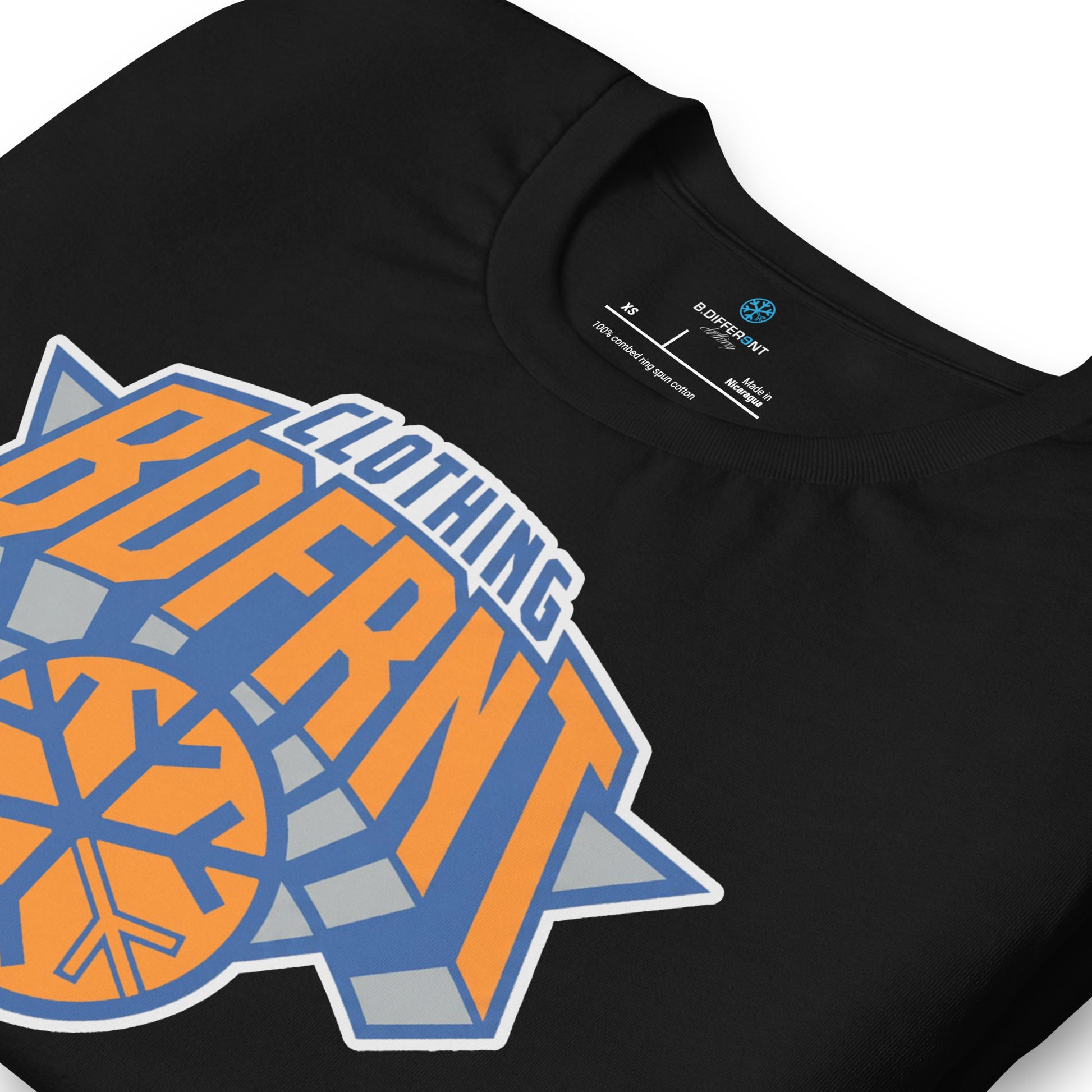 Black-BDFRNT Logo 2011 Tee from B.Different Clothing, detail, graffiti-inspired streetwear t-shirt
