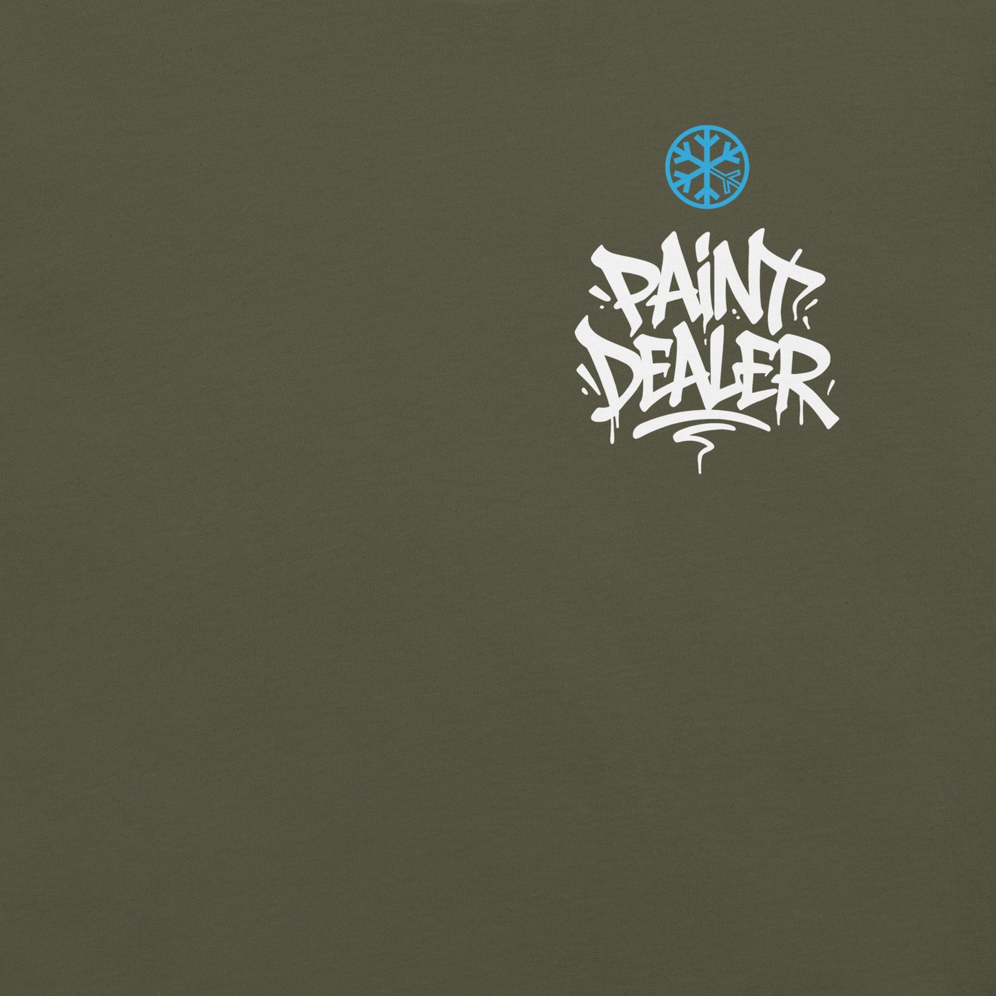 Green-Paint Dealer Graffiti Character Tee from B.Different Clothing, front graphic, graffiti-inspired streetwear t-shirt
