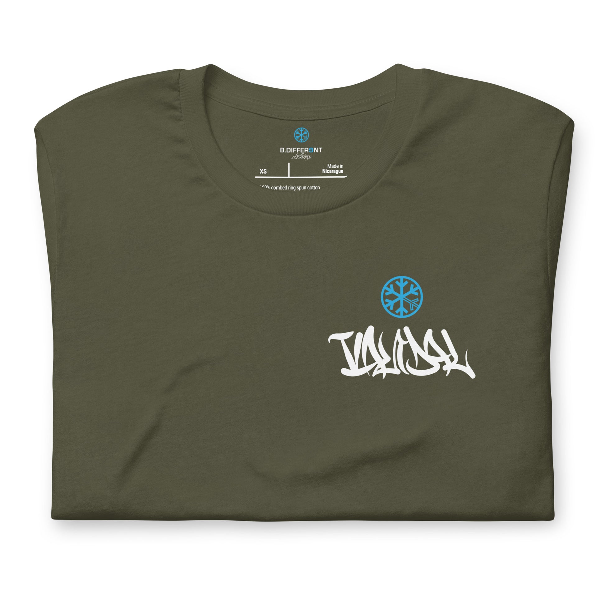 Green-Vandal Graffiti Writer Tee from B.Different Clothing, folded, graffiti-inspired streetwear t-shirt