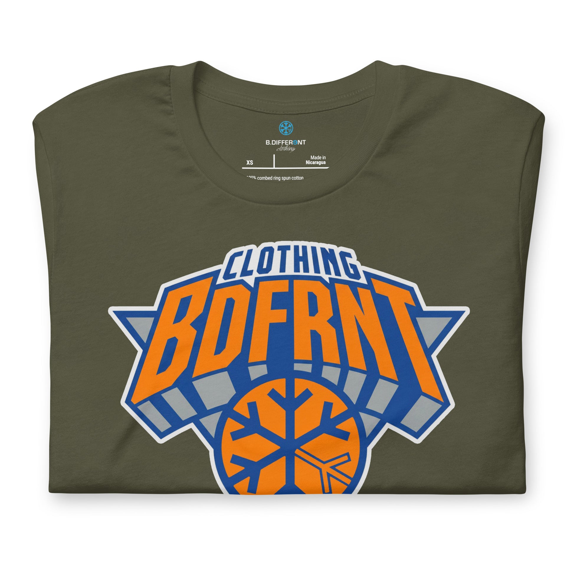 Green-BDFRNT Logo 2011 Tee from B.Different Clothing, folded, graffiti-inspired streetwear t-shirt