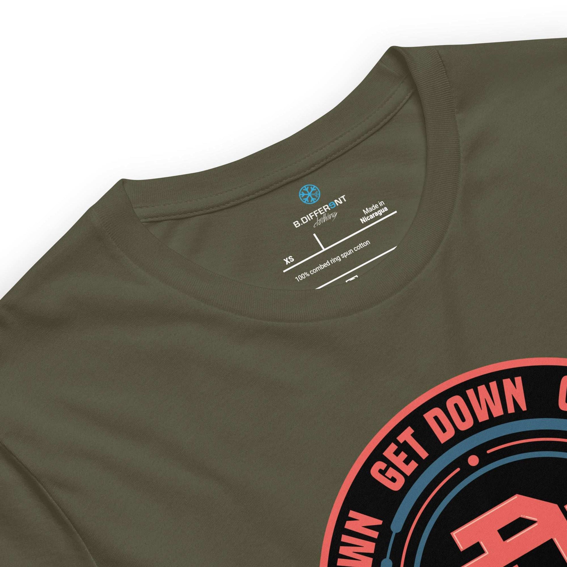 green-get-down-logo-tee-detail-by-b.different-clothing-graffiti-inspired-independent-streetwear-brand