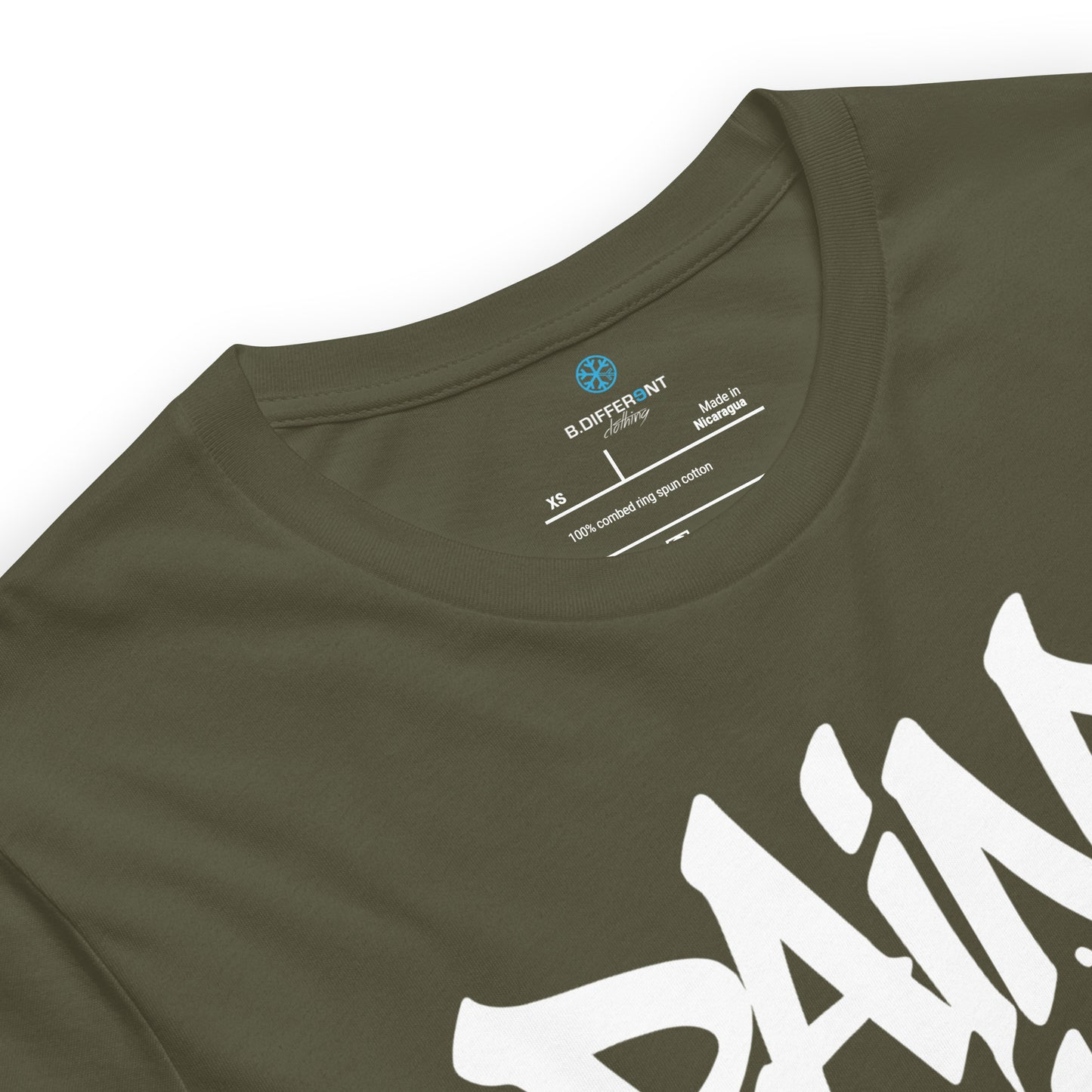 Green-Paint Dealer Graffiti Tag Tee from B.Different Clothing, collar, graffiti-inspired streetwear t-shirt