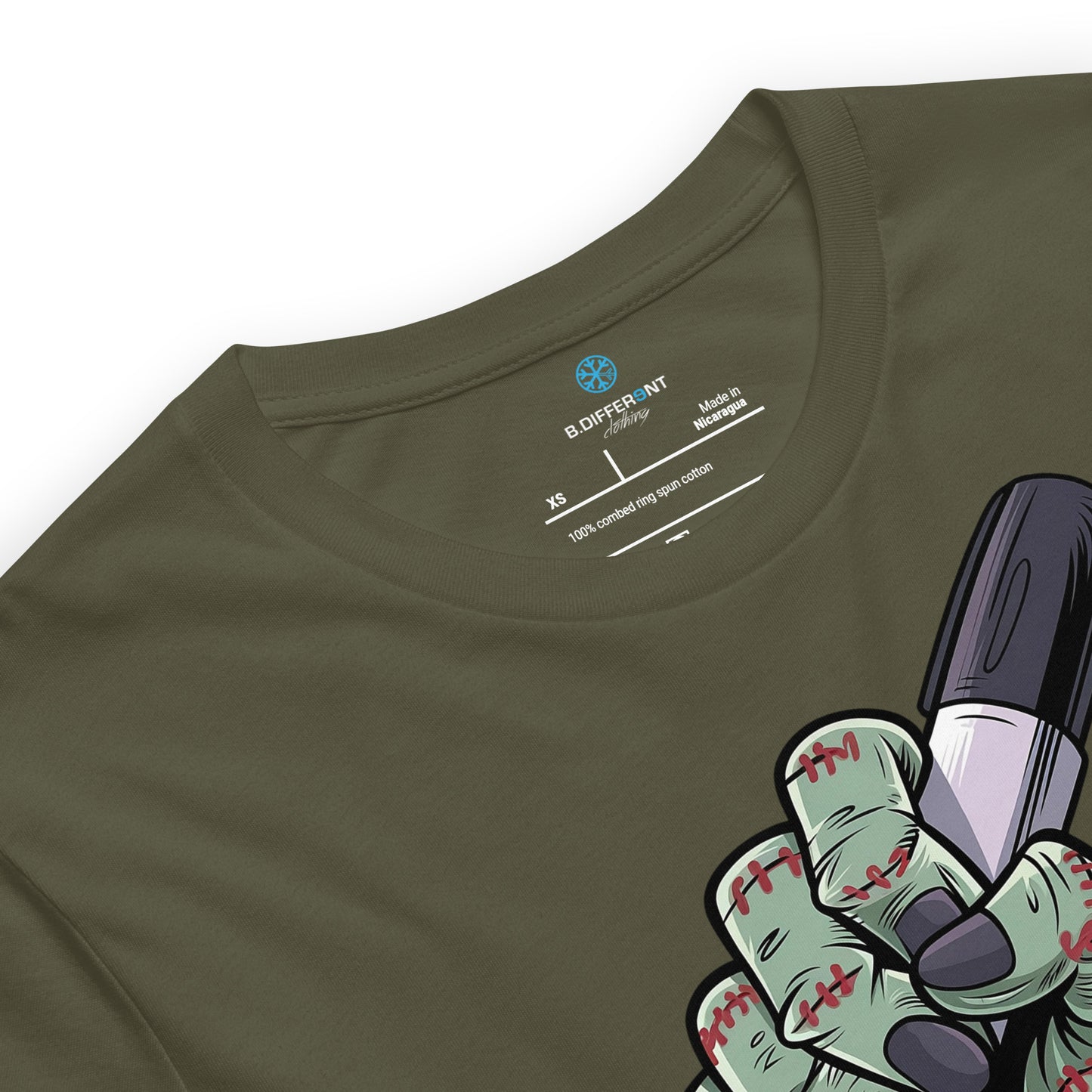 Green-Thing Graffiti Tee from B.Different Clothing, collar, graffiti-inspired streetwear t-shirt