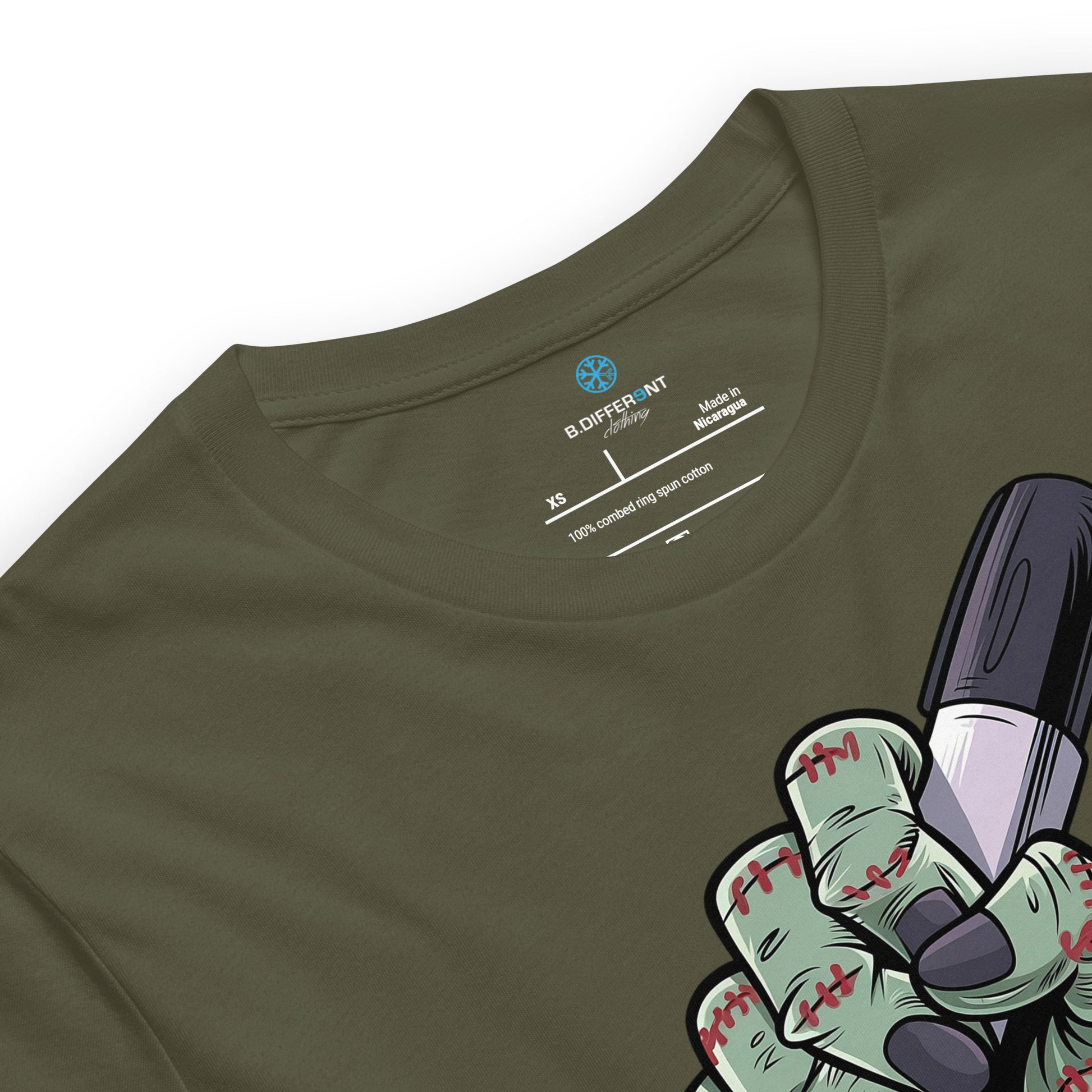 Green-Thing Graffiti Tee from B.Different Clothing, collar, graffiti-inspired streetwear t-shirt