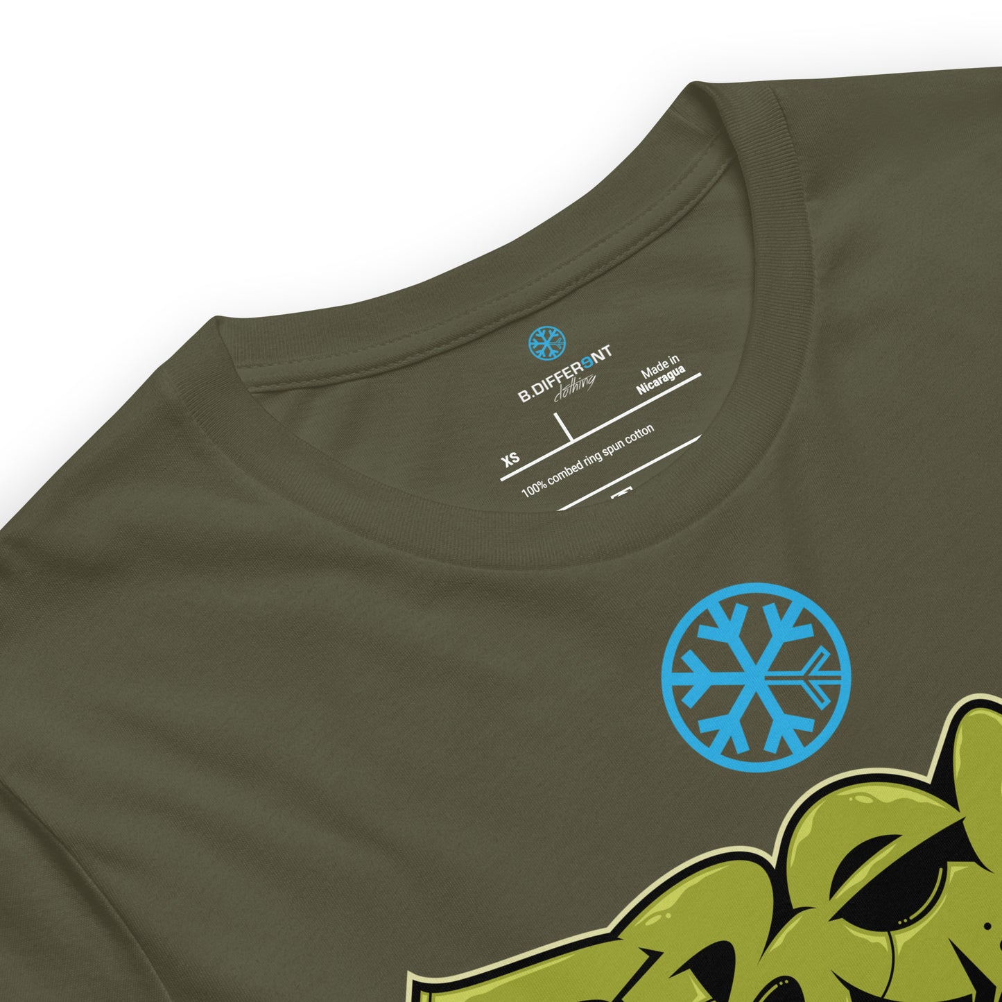 Green-Fresh Graffiti Piece Tee from B.Different Clothing, collar, graffiti-inspired streetwear t-shirt