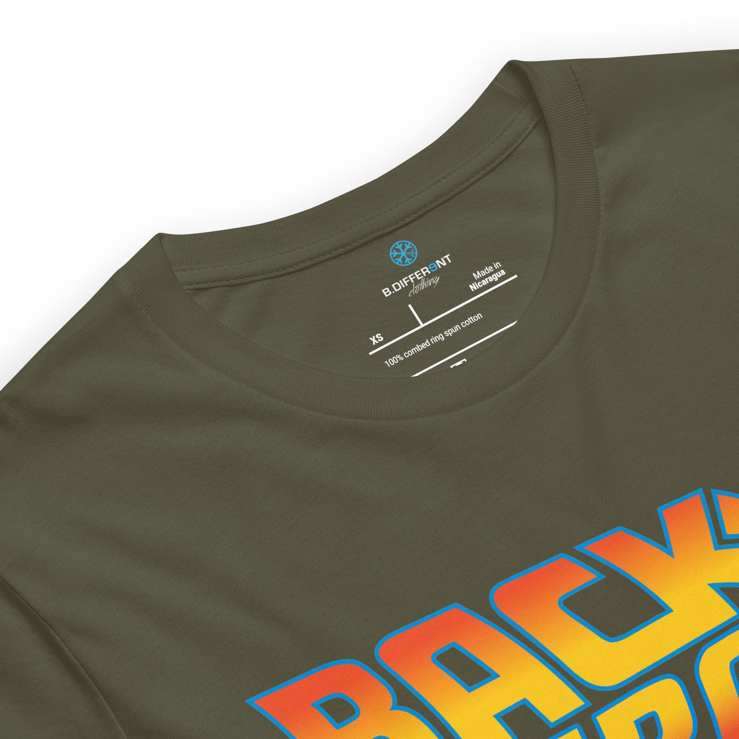Green-Back to the Graff Tee from B.Different Clothing, collar, graffiti-inspired streetwear t-shirt