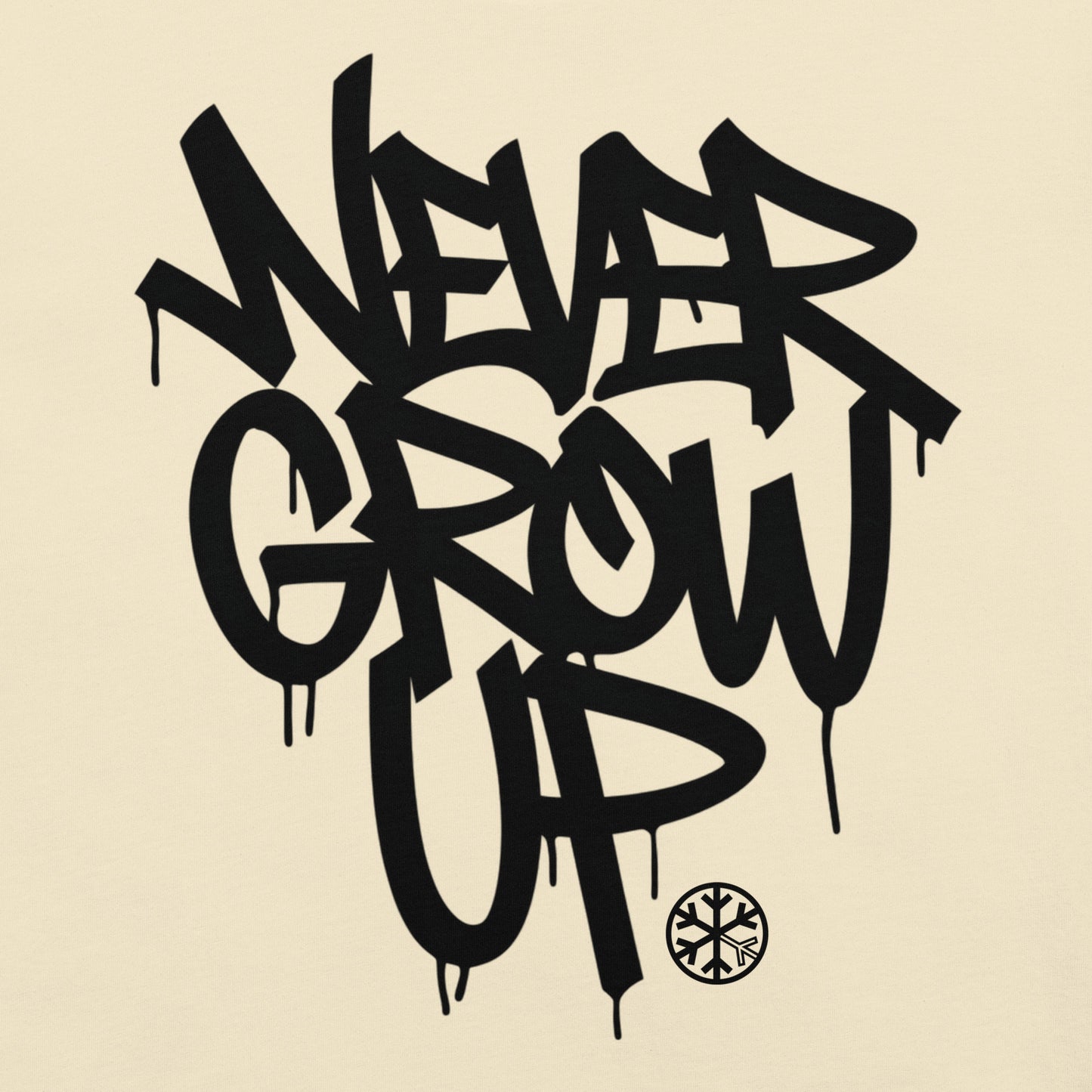 Beige-Never Grow Up Graffiti Tee from B.Different Clothing, graphic, graffiti-inspired streetwear t-shirt