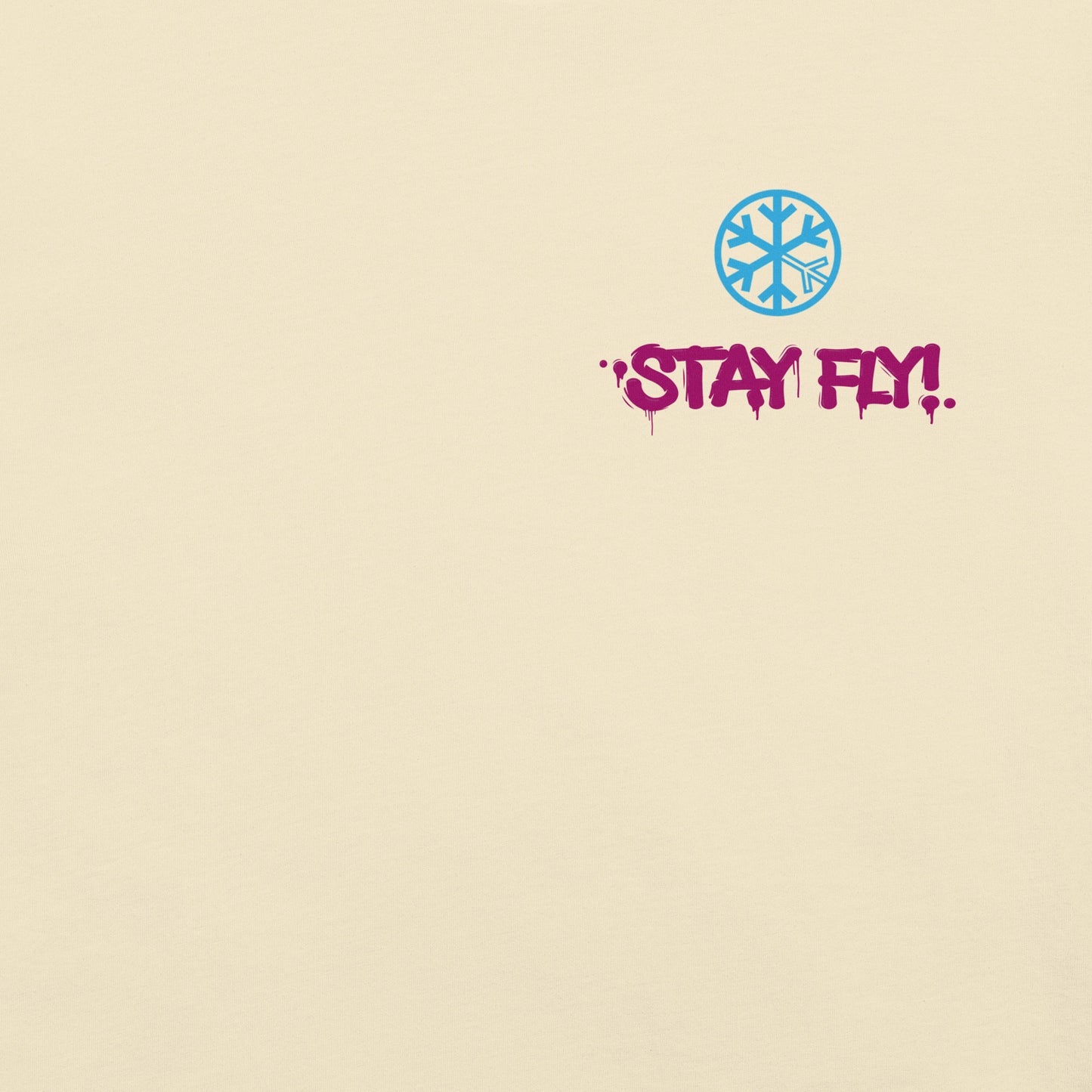 Beige-Stay Fly Graffiti Character Tee from B.Different Clothing, front graphic, graffiti-inspired streetwear t-shirt