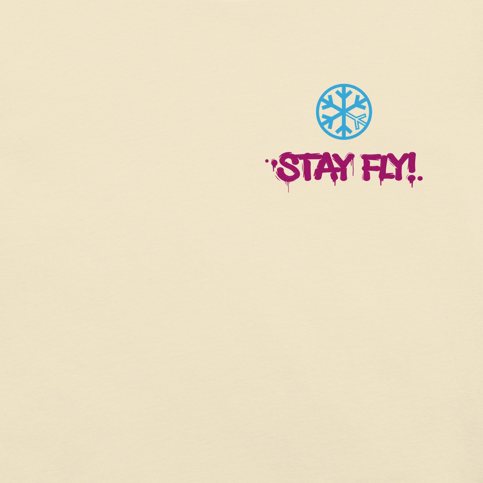 Beige-Stay Fly Graffiti Character Tee from B.Different Clothing, front graphic, graffiti-inspired streetwear t-shirt