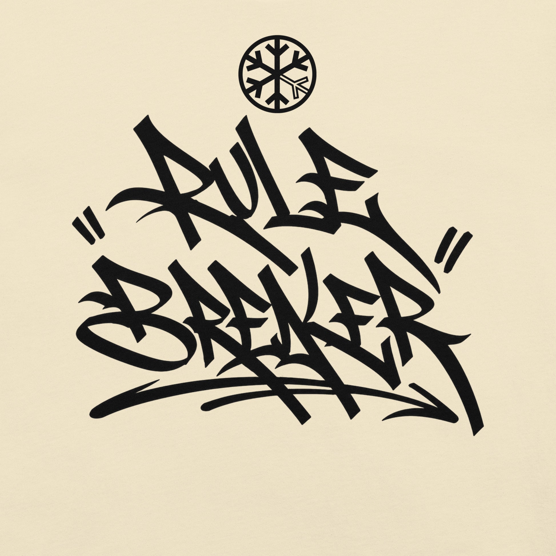 Beige-Rule Breaker Graffiti Tag Tee from B.Different Clothing, front graphic, graffiti-inspired streetwear