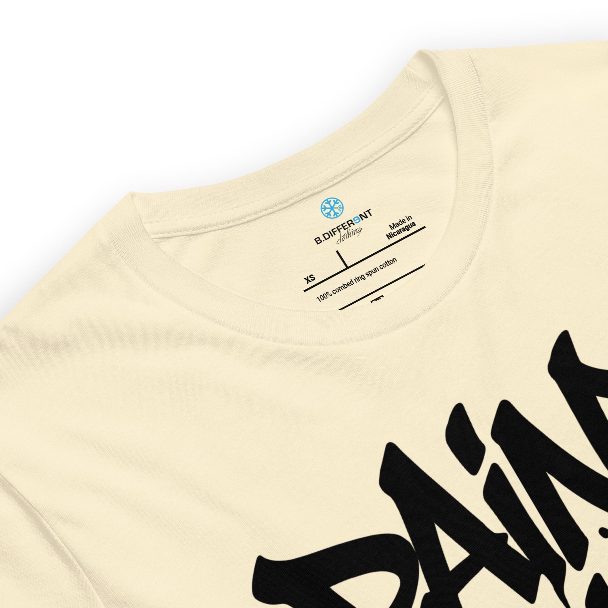 Beige-Paint Dealer Graffiti Tag Tee from B.Different Clothing, collar, graffiti-inspired streetwear t-shirt