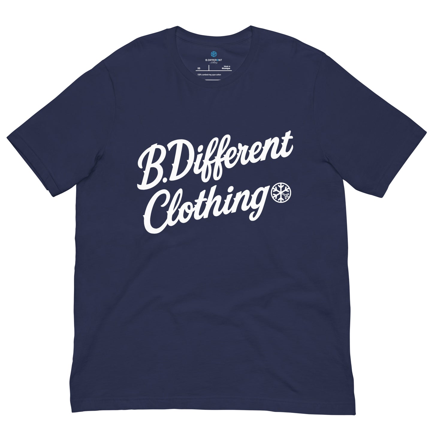 Navy-The League Tee from B.Different Clothing, front view, graffiti-inspired streetwear t-shirt