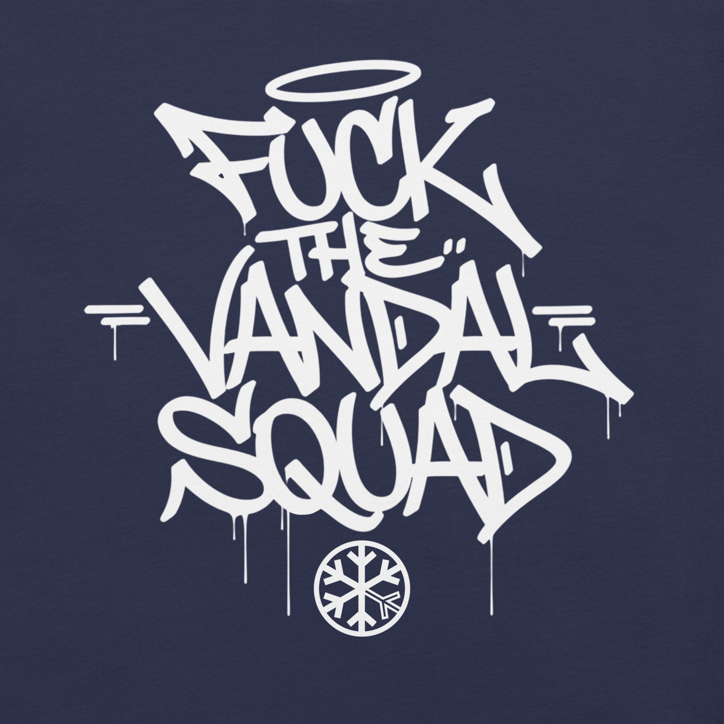 Product Navy-Fuck The Vandal Squad Graffiti Tee from B.Different Clothing, graphic, graffiti-inspired streetwear t-shirt