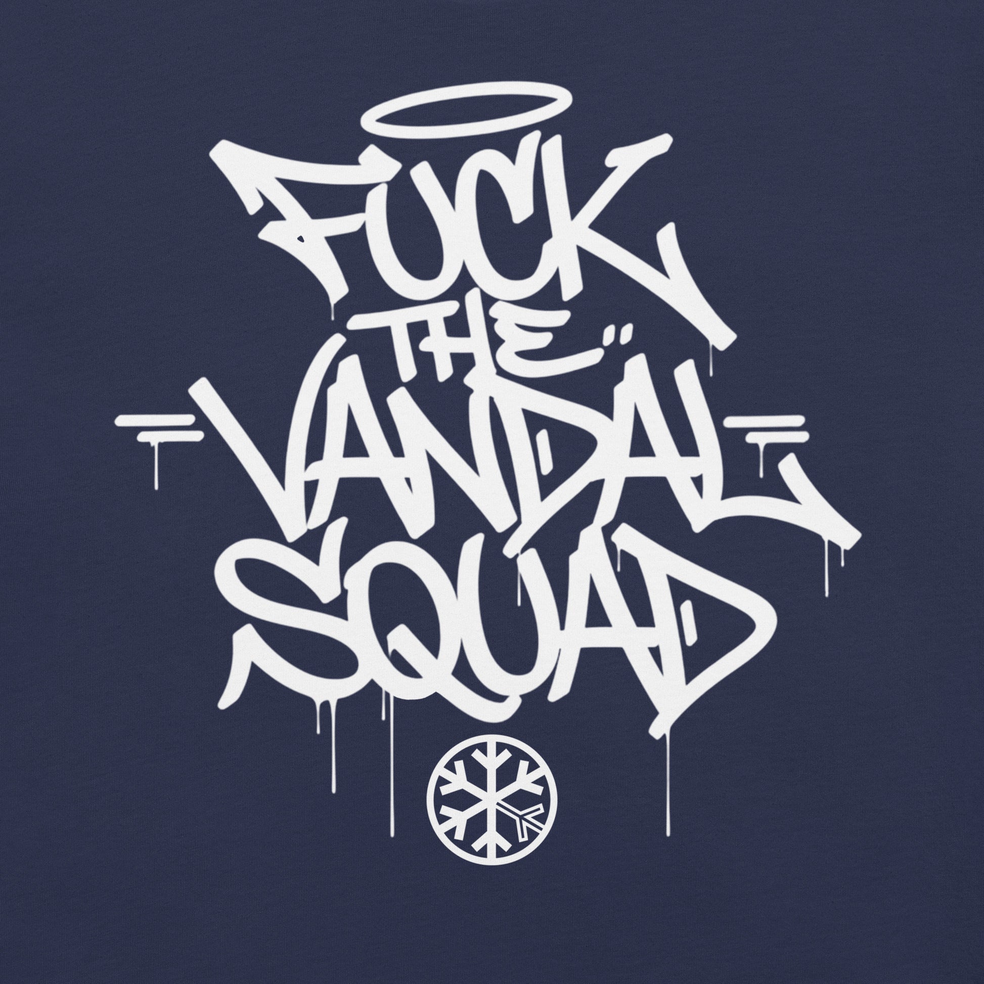 Product Navy-Fuck The Vandal Squad Graffiti Tee from B.Different Clothing, graphic, graffiti-inspired streetwear t-shirt