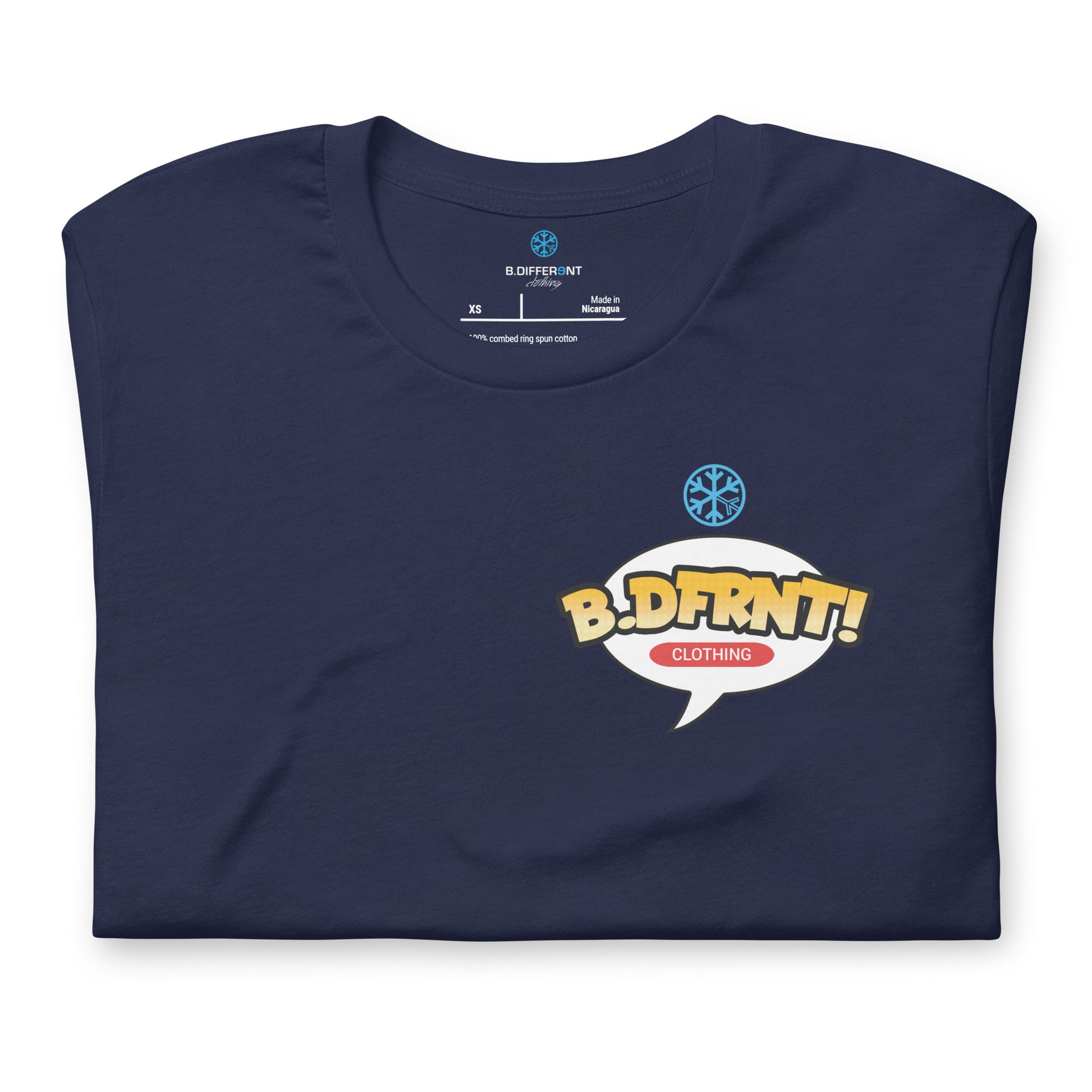 Navy-Graffiti Artist Vinyl Figure Tee from B.Different Clothing, folded, graffiti-inspired streetwear t-shirt