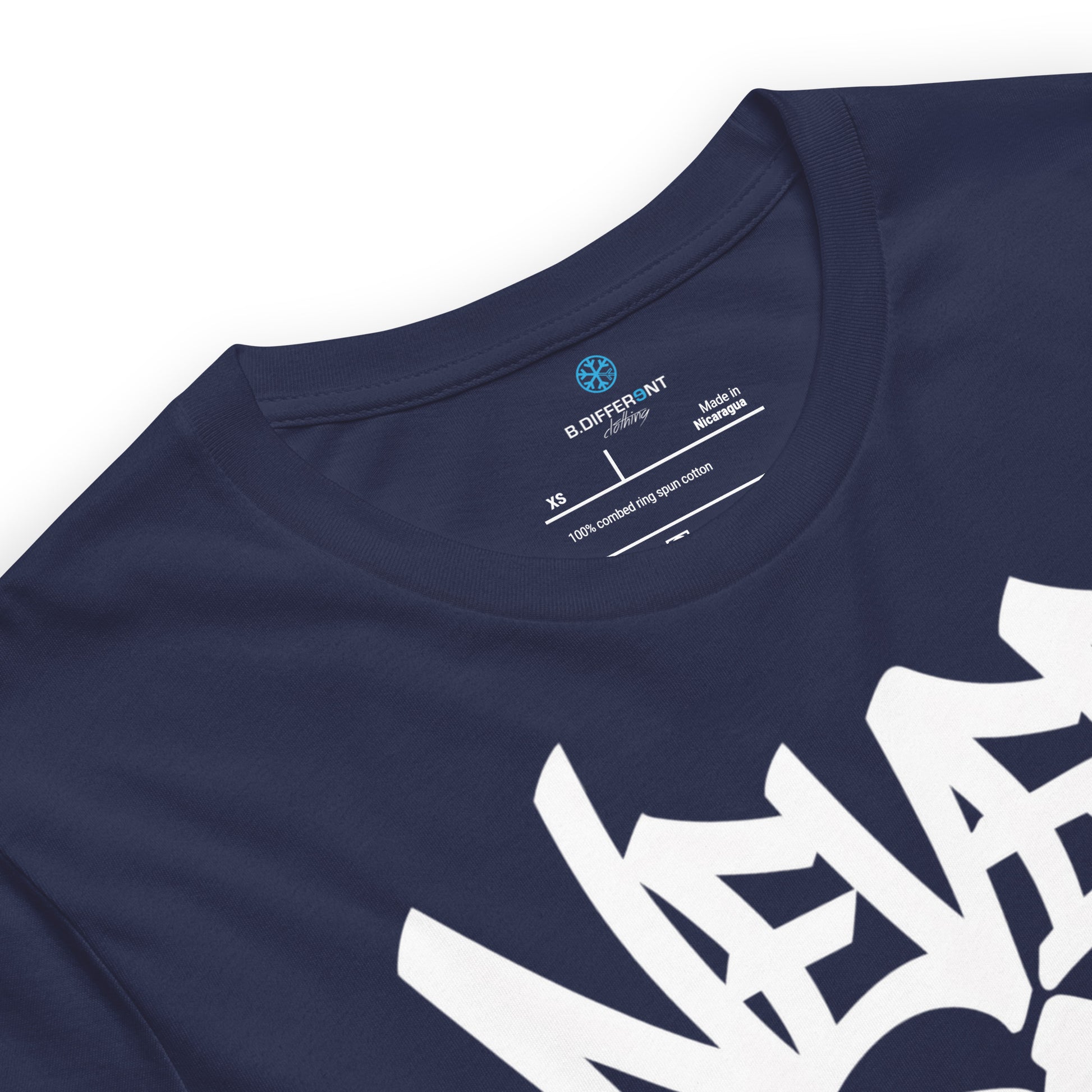Navy-Never Grow Up Graffiti Tee from B.Different Clothing, collar, graffiti-inspired streetwear t-shirt