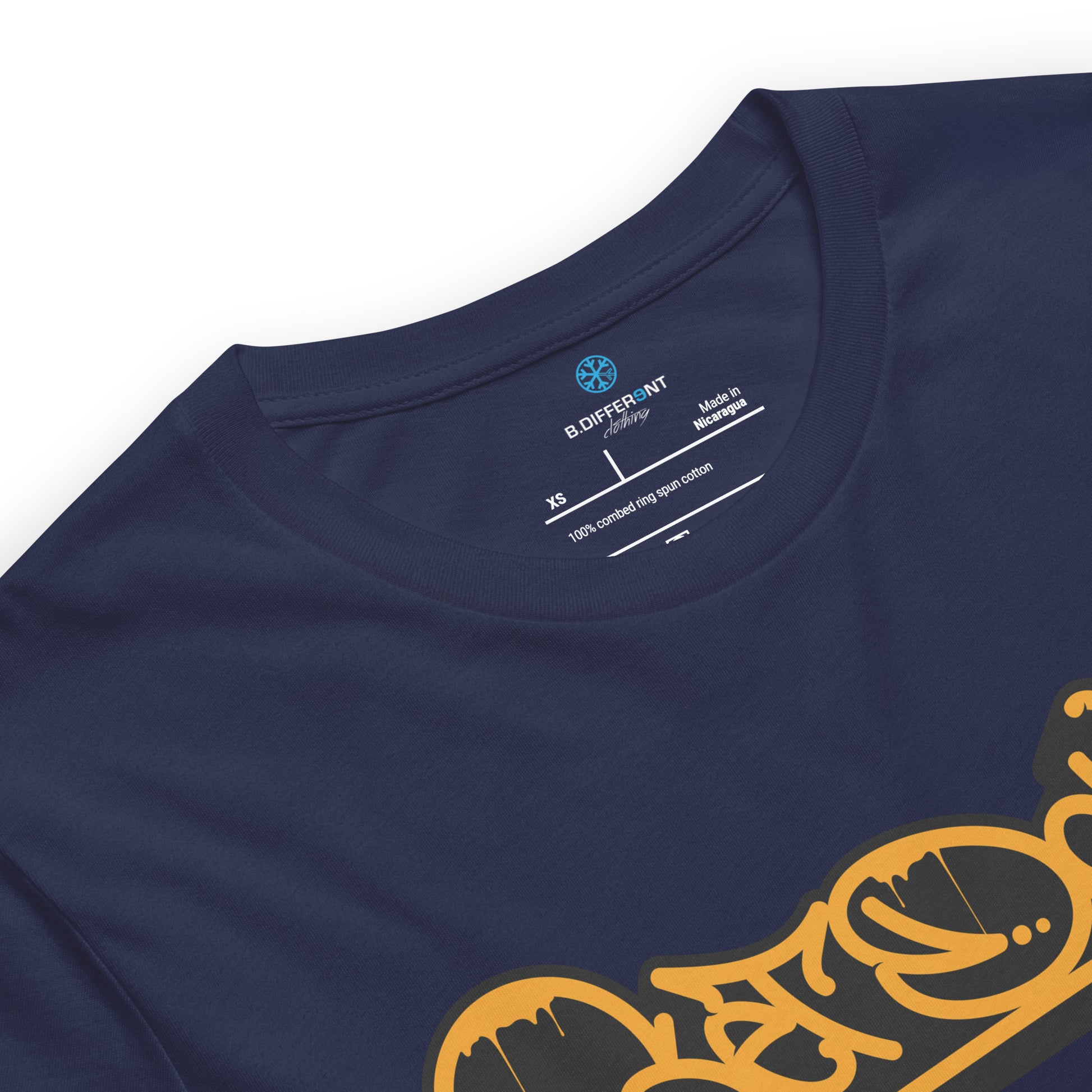 Navy-Get Down Graffiti Tag Tee from B.Different Clothing, collar, graffiti-inspired streetwear t-shirt