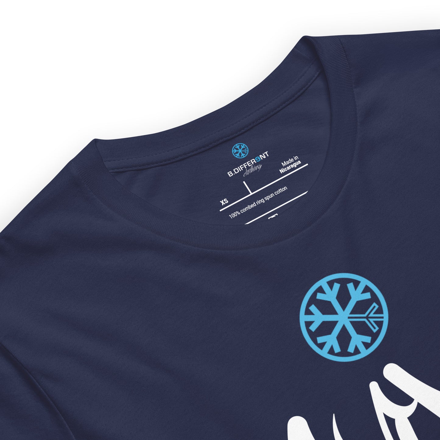 Navy-Vandal Graffiti Tag Tee from B.Different Clothing, collar, graffiti-inspired streetwear t-shirt