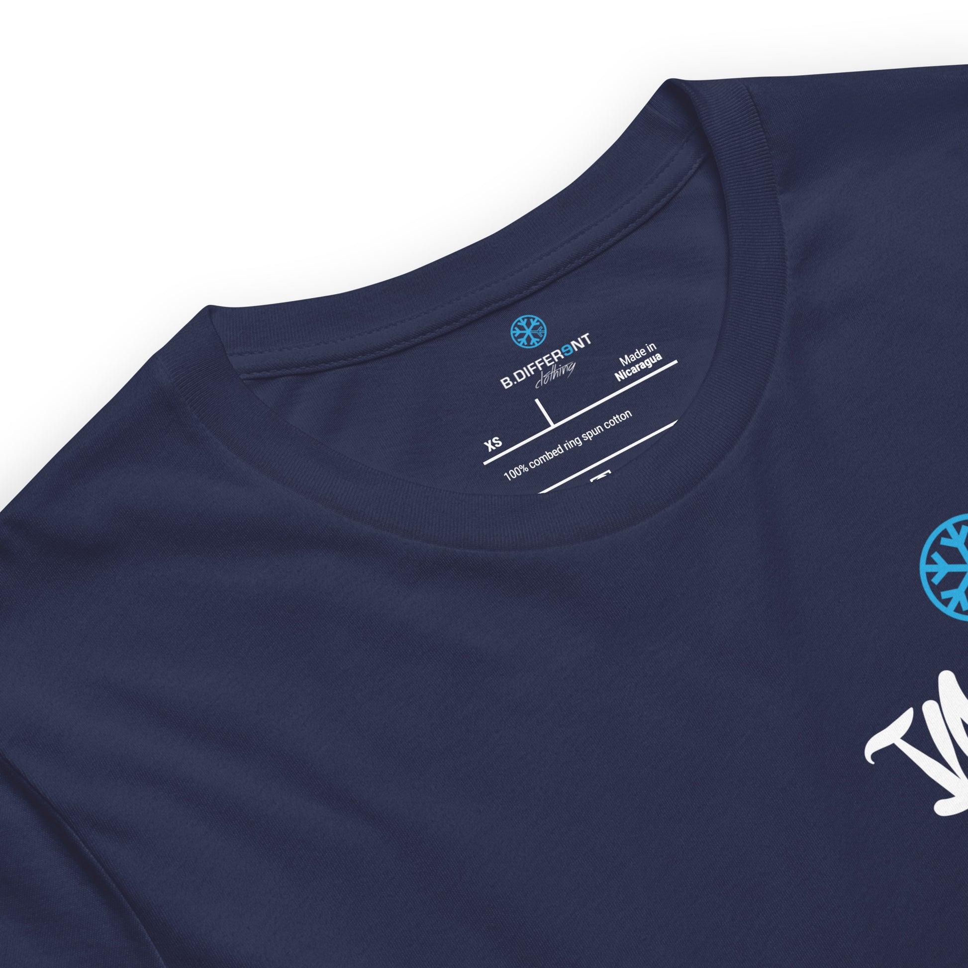 Navy-Vandal Graffiti Writer Tee from B.Different Clothing, collar, graffiti-inspired streetwear t-shirt