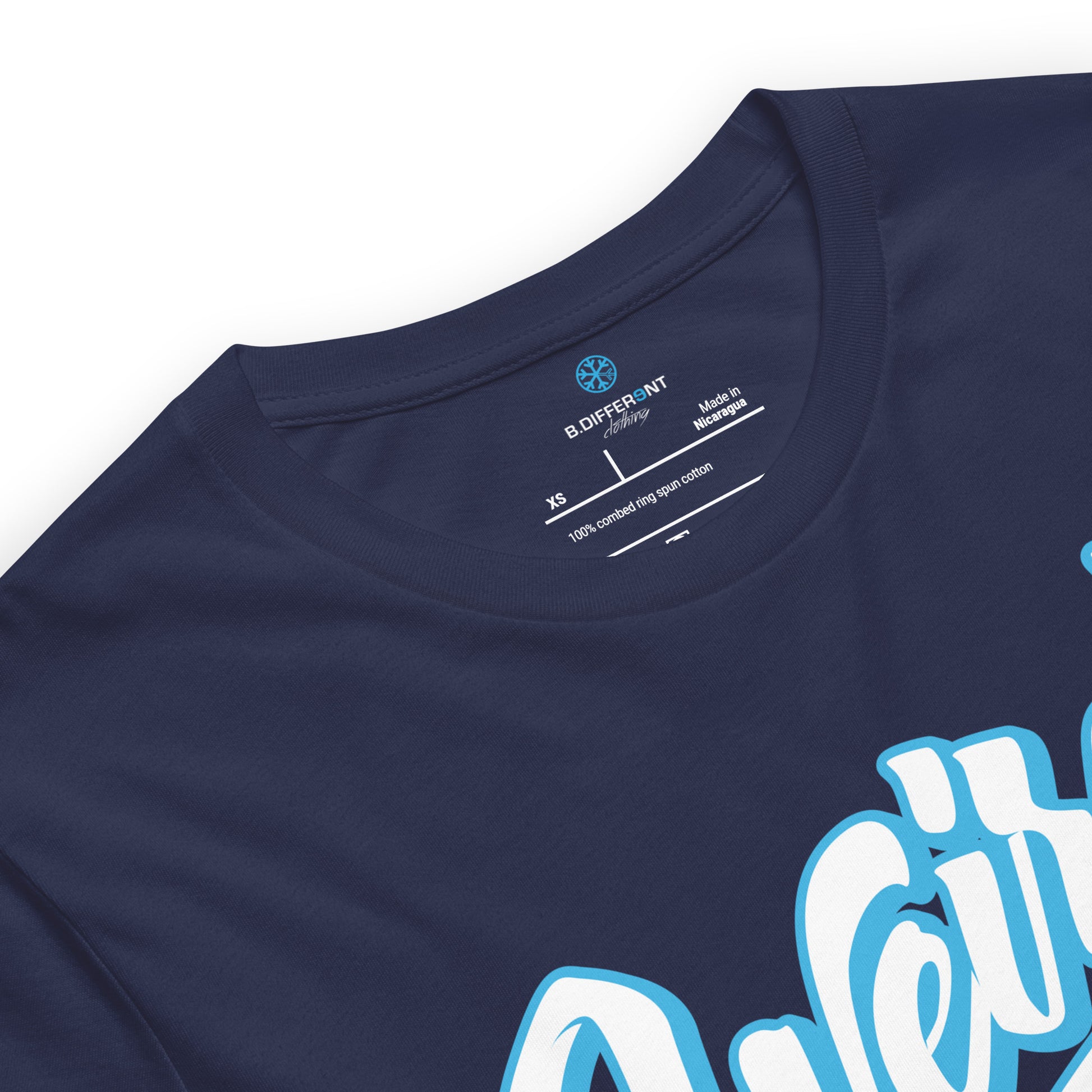 Navy-Weirdo Tee from B.Different Clothing, collar, graffiti-inspired streetwear t-shirt