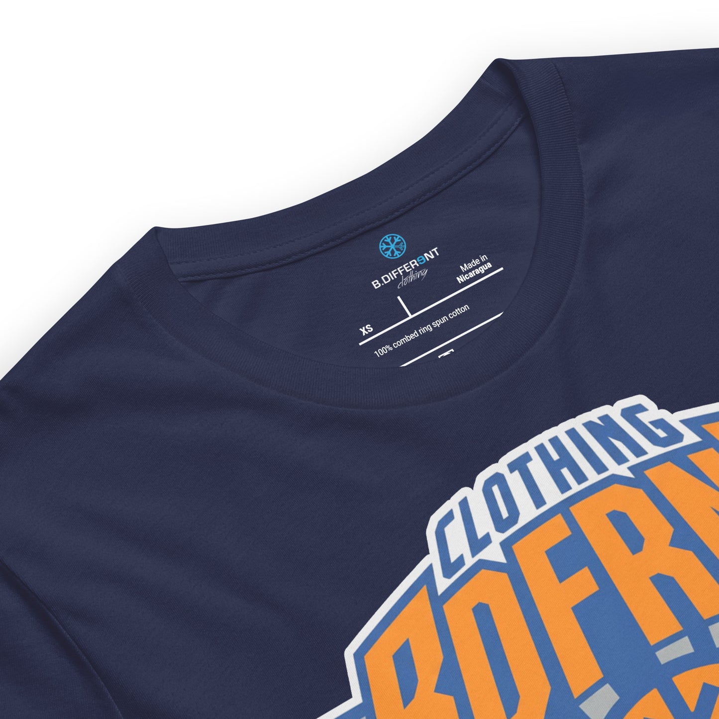 Navy-BDFRNT Logo 2011 Tee from B.Different Clothing, collar, graffiti-inspired streetwear t-shirt