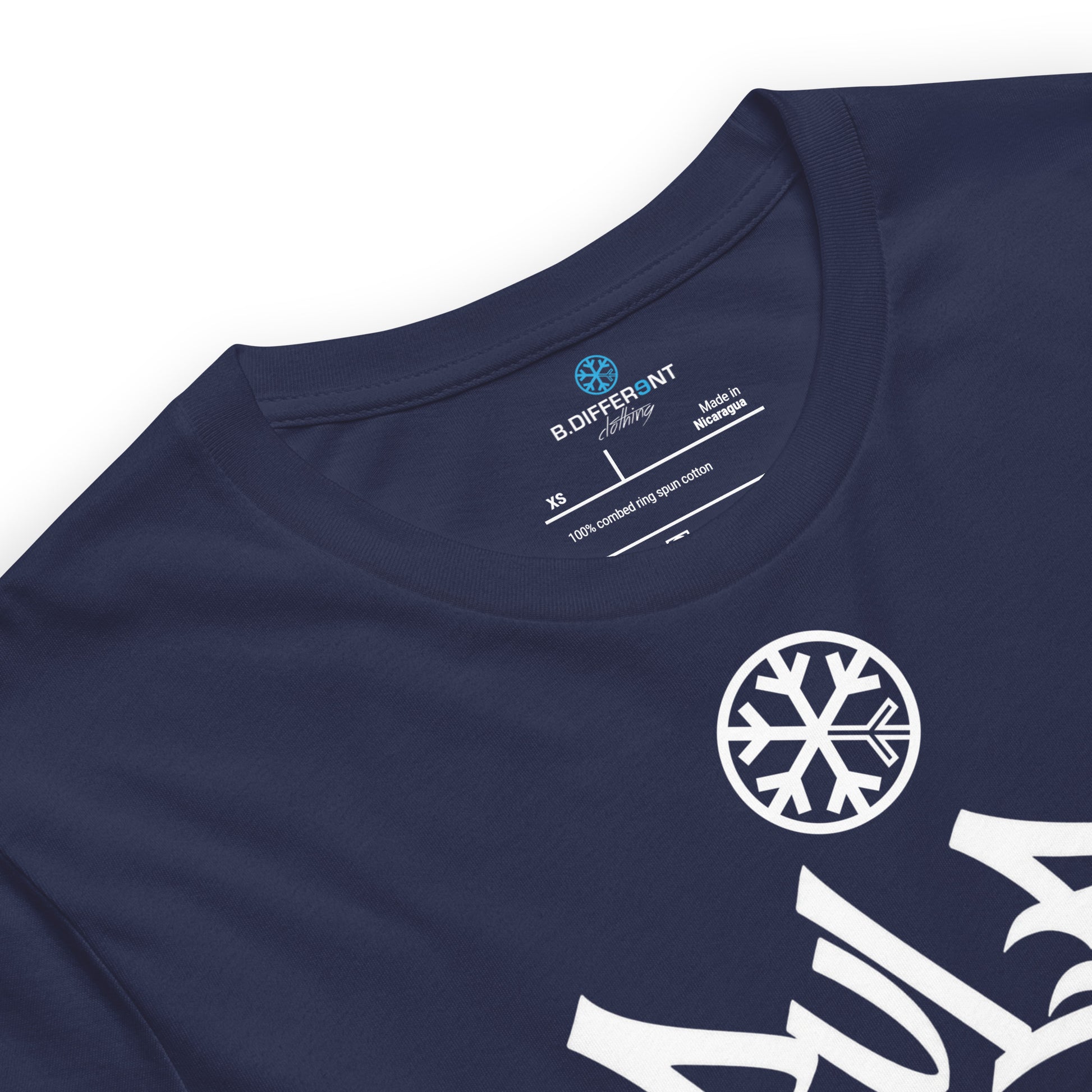 Navy-Rule Breaker Graffiti Tag Tee from B.Different Clothing, collar, graffiti-inspired streetwear