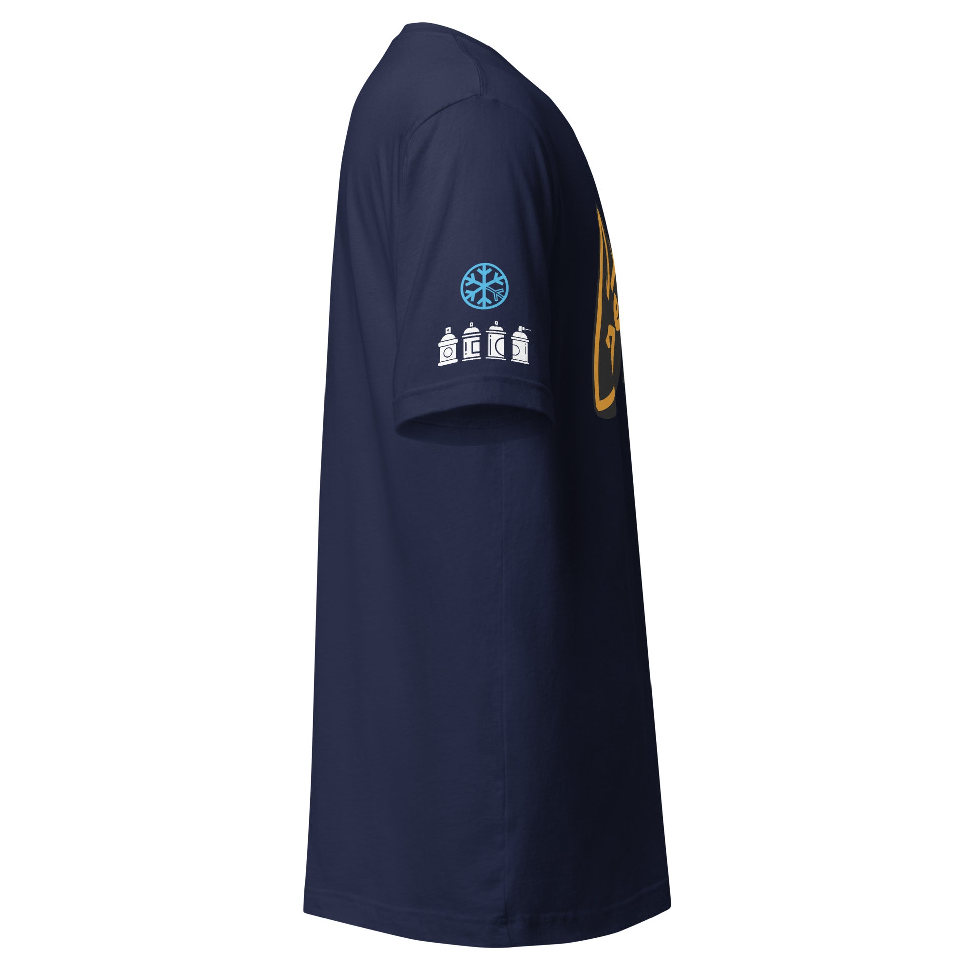 Navy-Get Down Graffiti Tag Tee from B.Different Clothing, side view, graffiti-inspired streetwear t-shirt