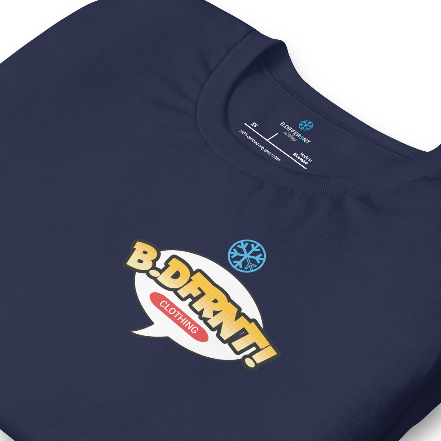 Navy-Graffiti Artist Vinyl Figure Tee from B.Different Clothing, detail, graffiti-inspired streetwear t-shirt