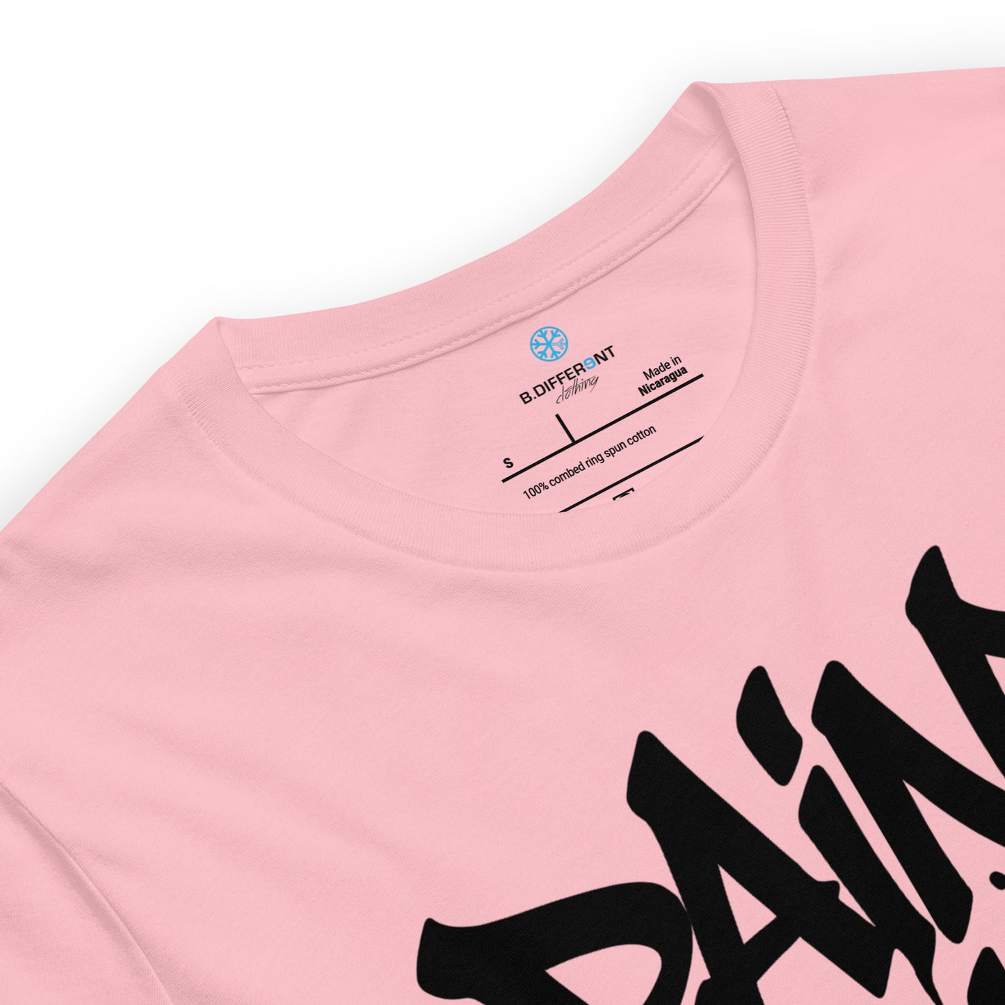 Pink-Paint Dealer Graffiti Tag Tee from B.Different Clothing, collar, graffiti-inspired streetwear t-shirt