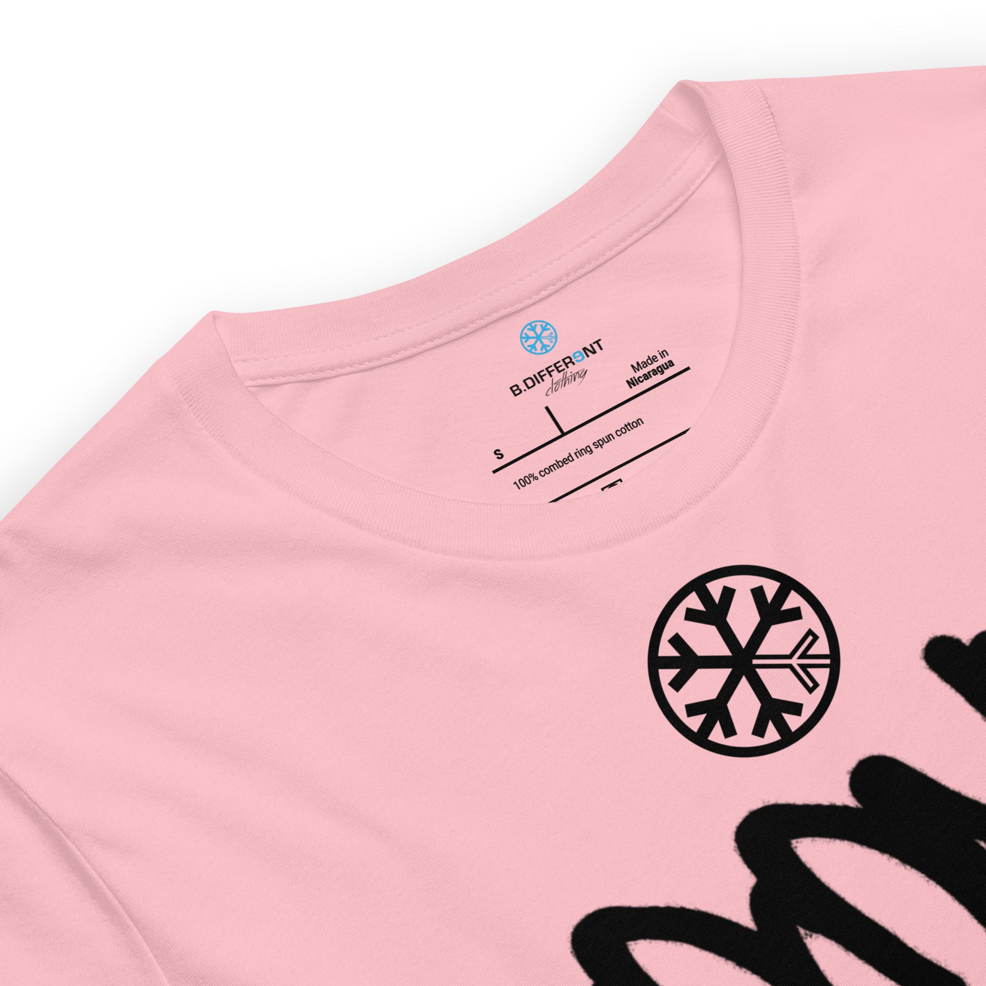 Pink-Loony Graffiti Tag Tee from B.Different Clothing, collar, graffiti-inspired streetwear t-shirt