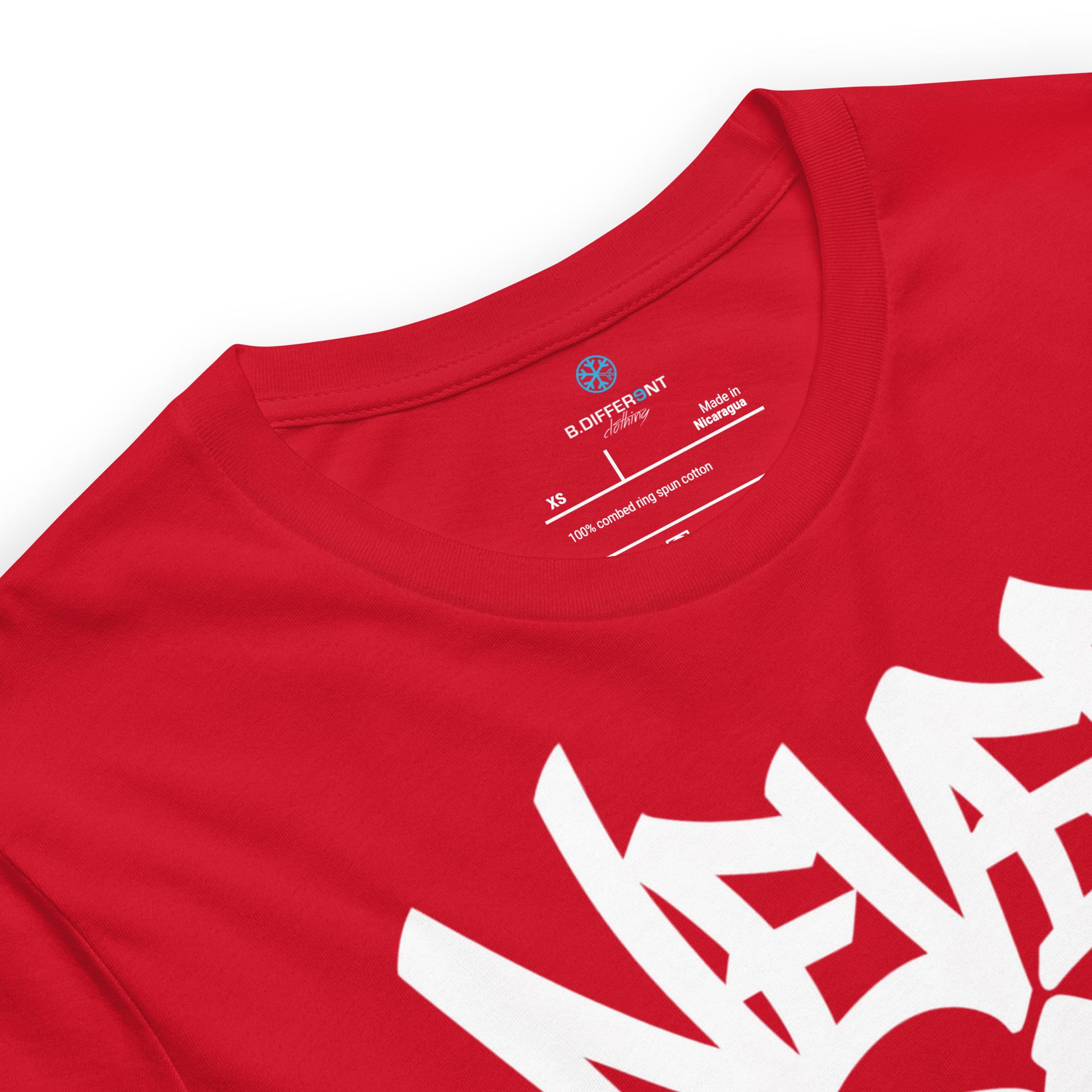 Red-Never Grow Up Graffiti Tee from B.Different Clothing, collar, graffiti-inspired streetwear t-shirt