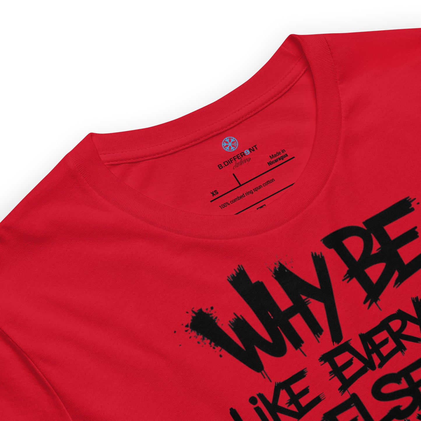 Red-Chaos They Fear Graffiti Tag Tee from B.Different Clothing, collar, graffiti-inspired streetwear t-shirt