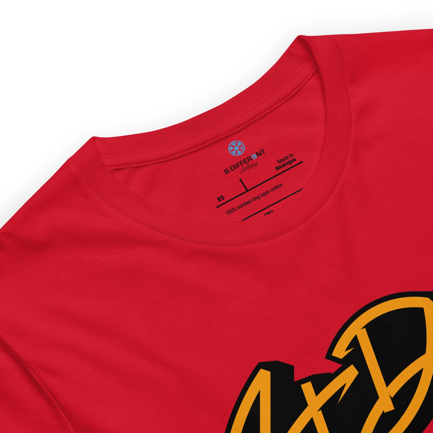 Red-Get Down Graffiti Tag Tee from B.Different Clothing, collar, graffiti-inspired streetwear t-shirt