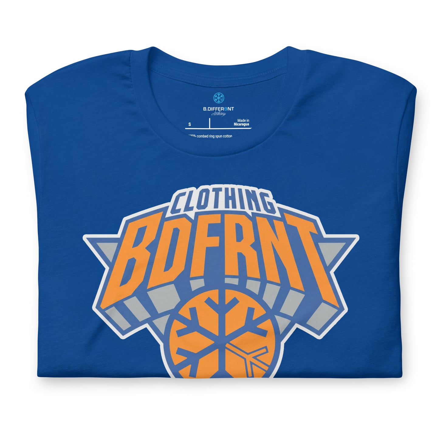Blue-BDFRNT Logo 2011 Tee from B.Different Clothing, folded, graffiti-inspired streetwear t-shirt