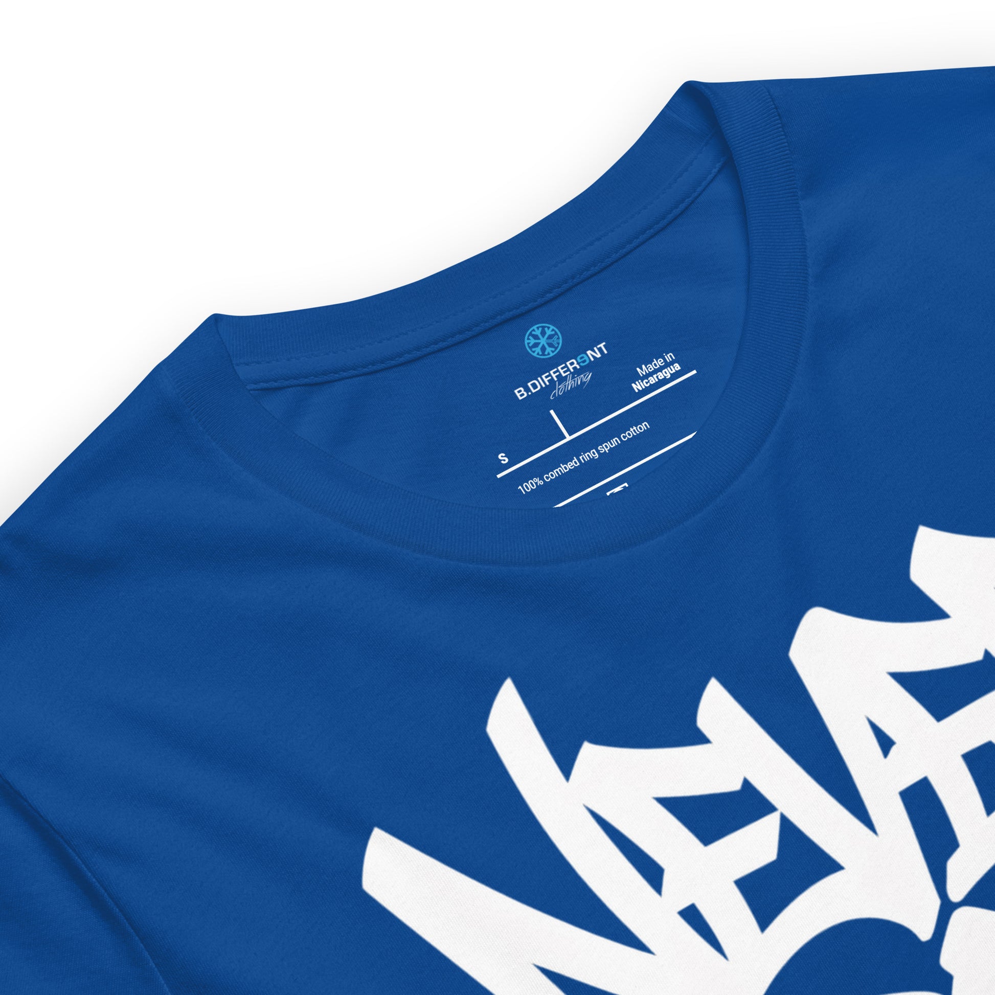 Blue-Never Grow Up Graffiti Tee from B.Different Clothing, collar, graffiti-inspired streetwear t-shirt