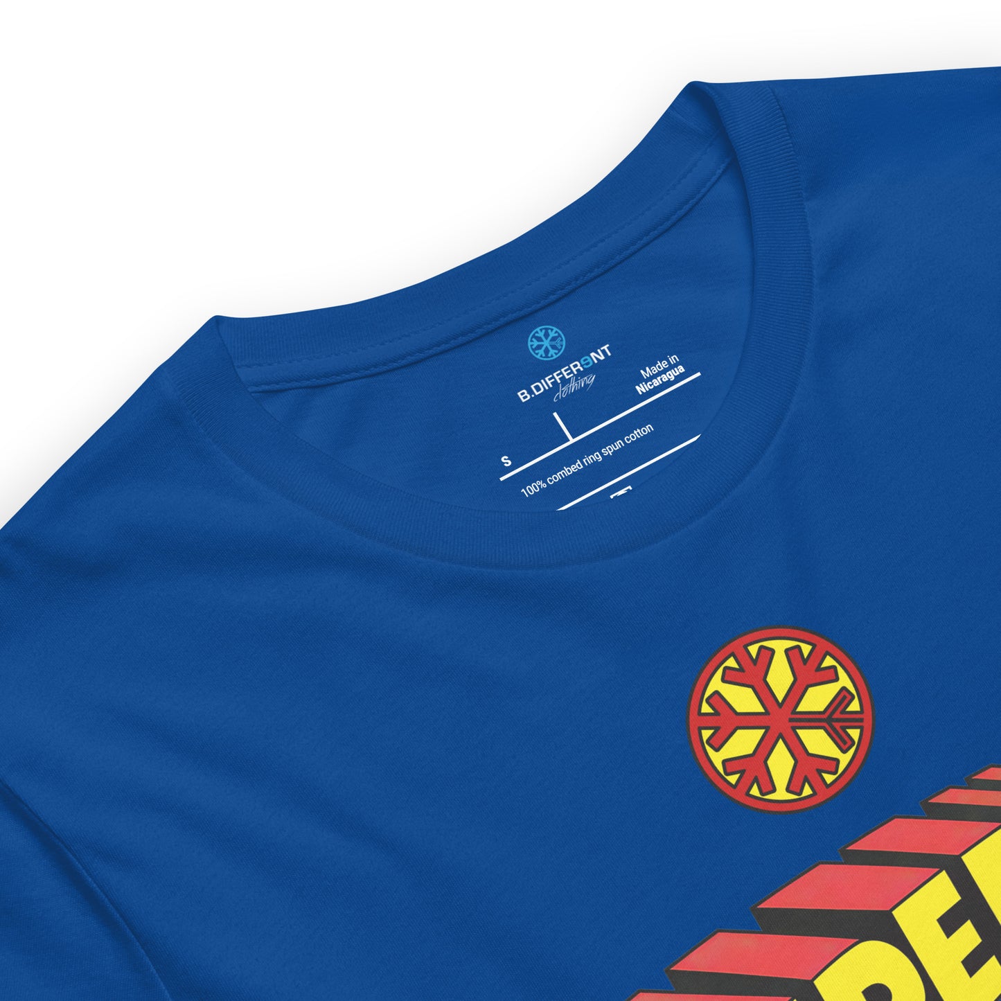 Blue-Superweird Tee from B.Different Clothing, collar, graffiti-inspired streetwear t-shirt