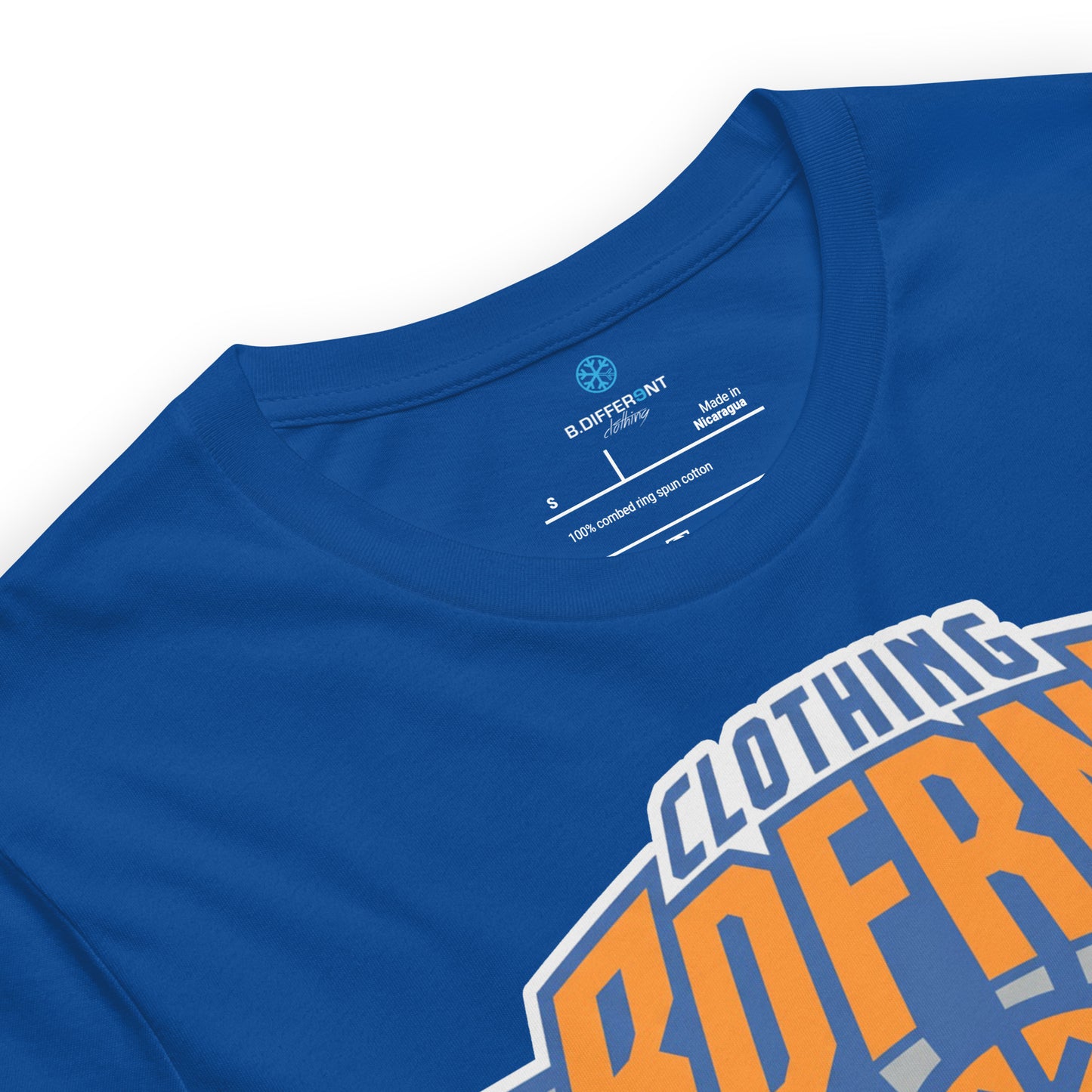 Blue-BDFRNT Logo 2011 Tee from B.Different Clothing, collar, graffiti-inspired streetwear t-shirt