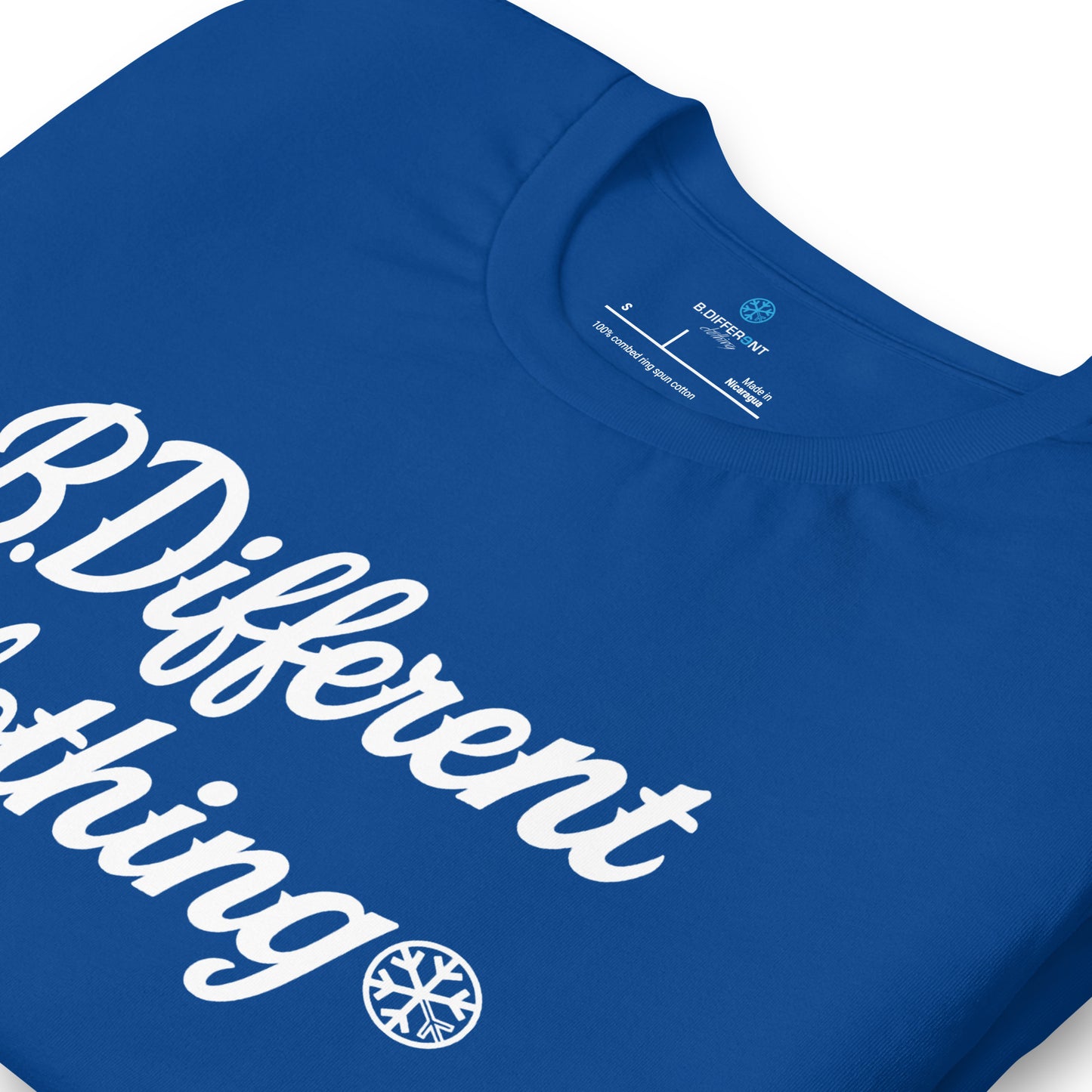 Blue-The League Tee from B.Different Clothing, detail, graffiti-inspired streetwear t-shirt