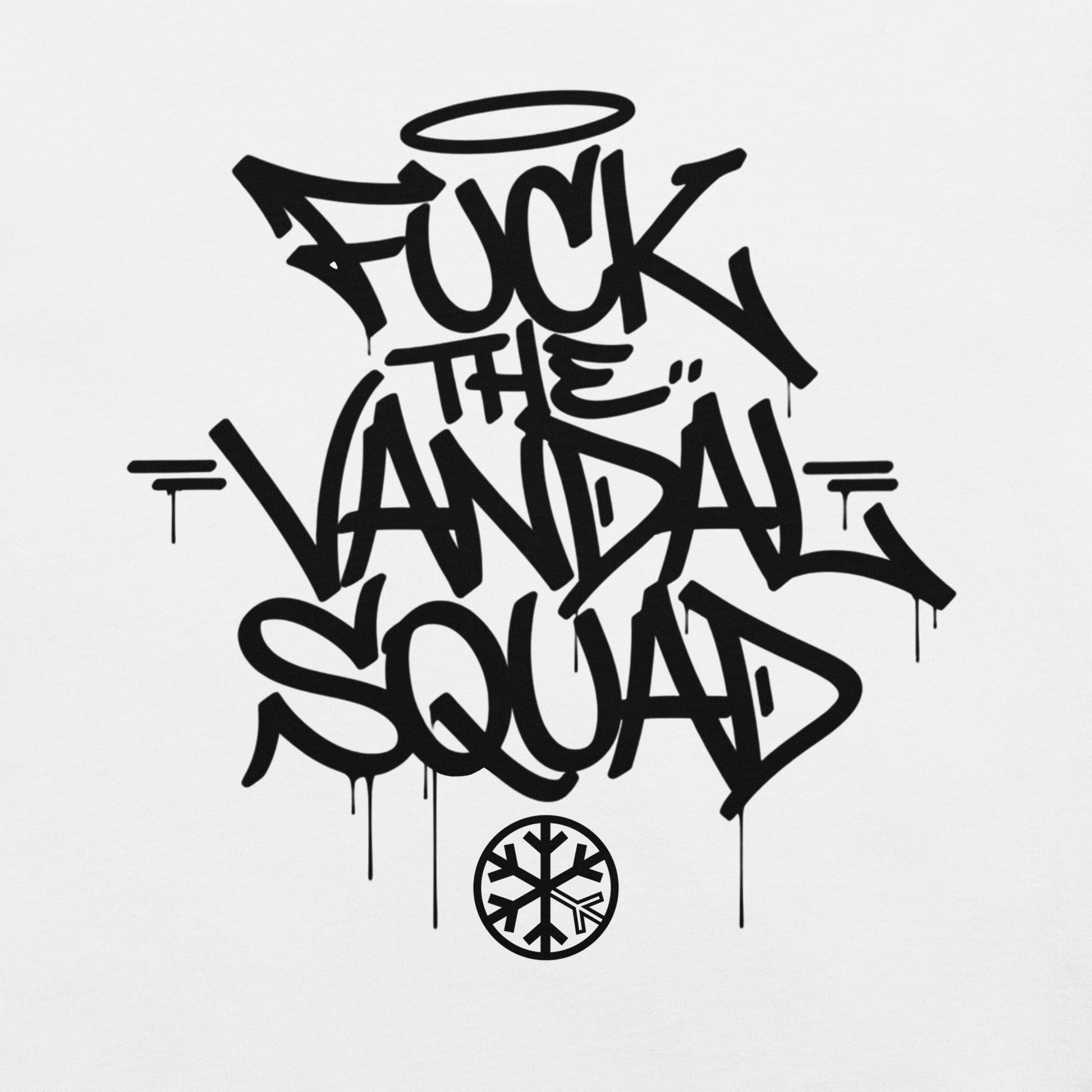 White-Fuck The Vandal Squad Graffiti Tee from B.Different Clothing, graphic, graffiti-inspired streetwear t-shirt
